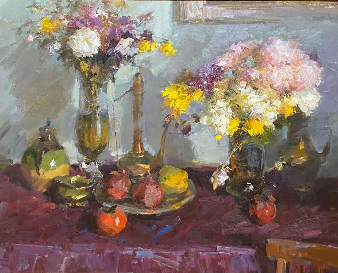 Oil painting Chrysanthemums Alexander Shabadey (1 of 6)