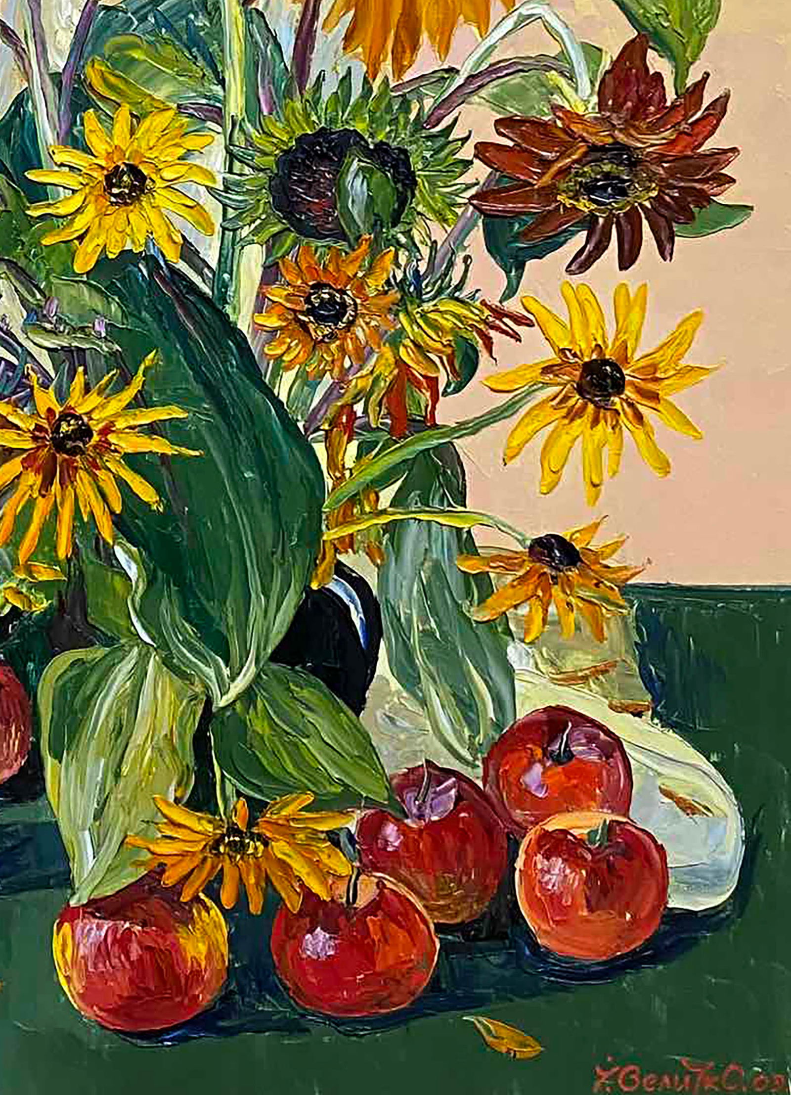 Oil painting Sunflowers and apples Igor Velichko - 5