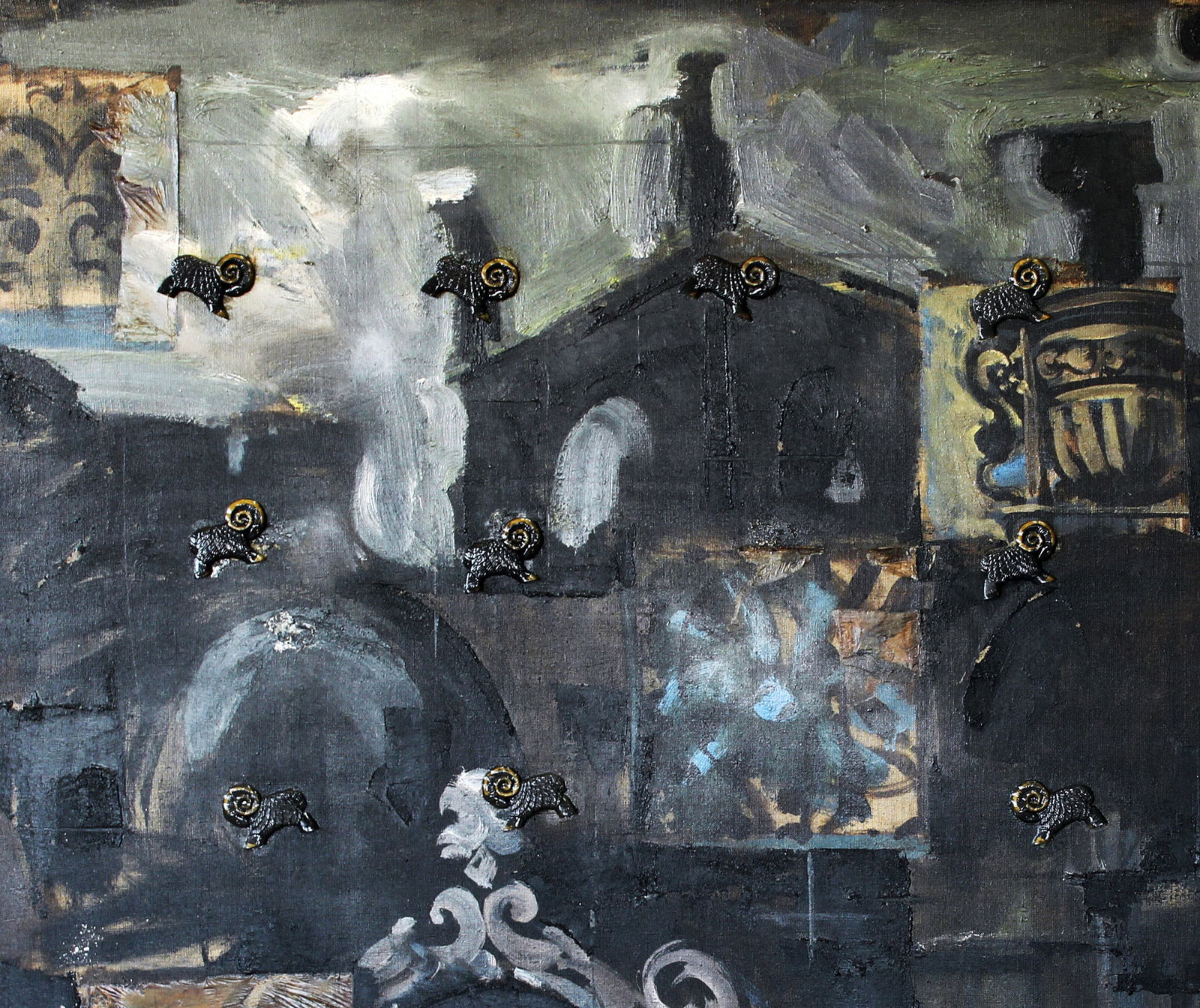 Oil painting City under siege Ed Potapenkov - 2