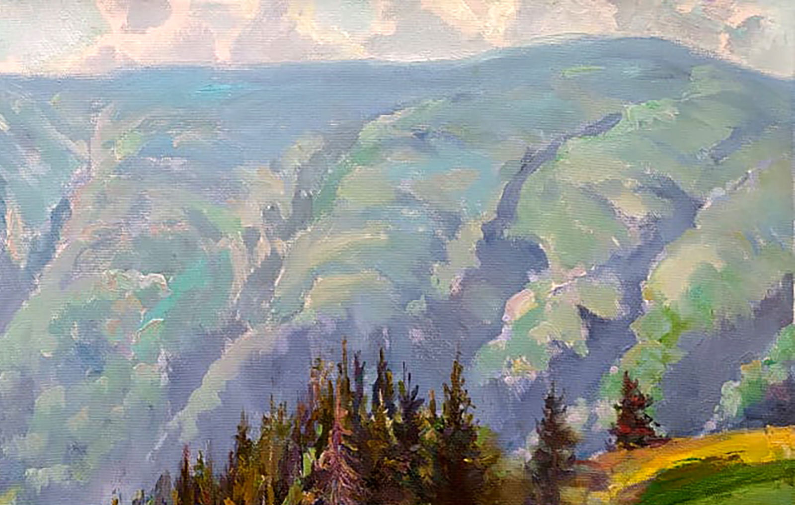 Oil painting The majesty of the forest mountains Leonid Pavlenko - 3