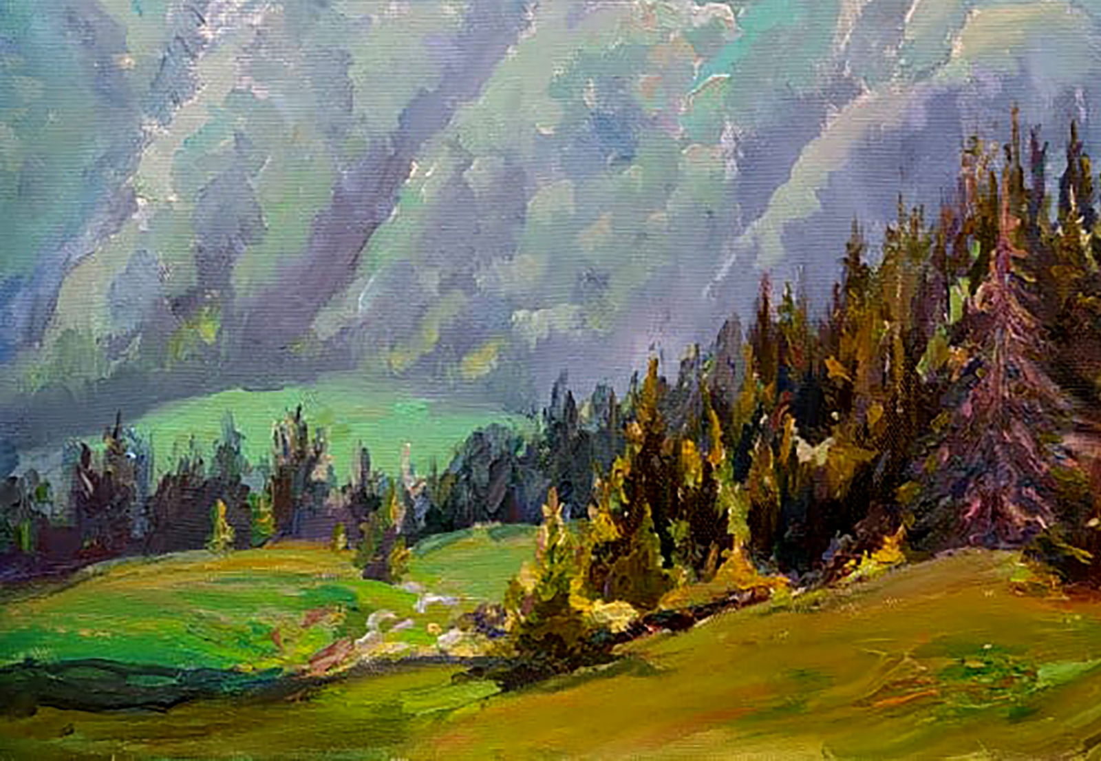 Oil painting The majesty of the forest mountains Leonid Pavlenko - 4