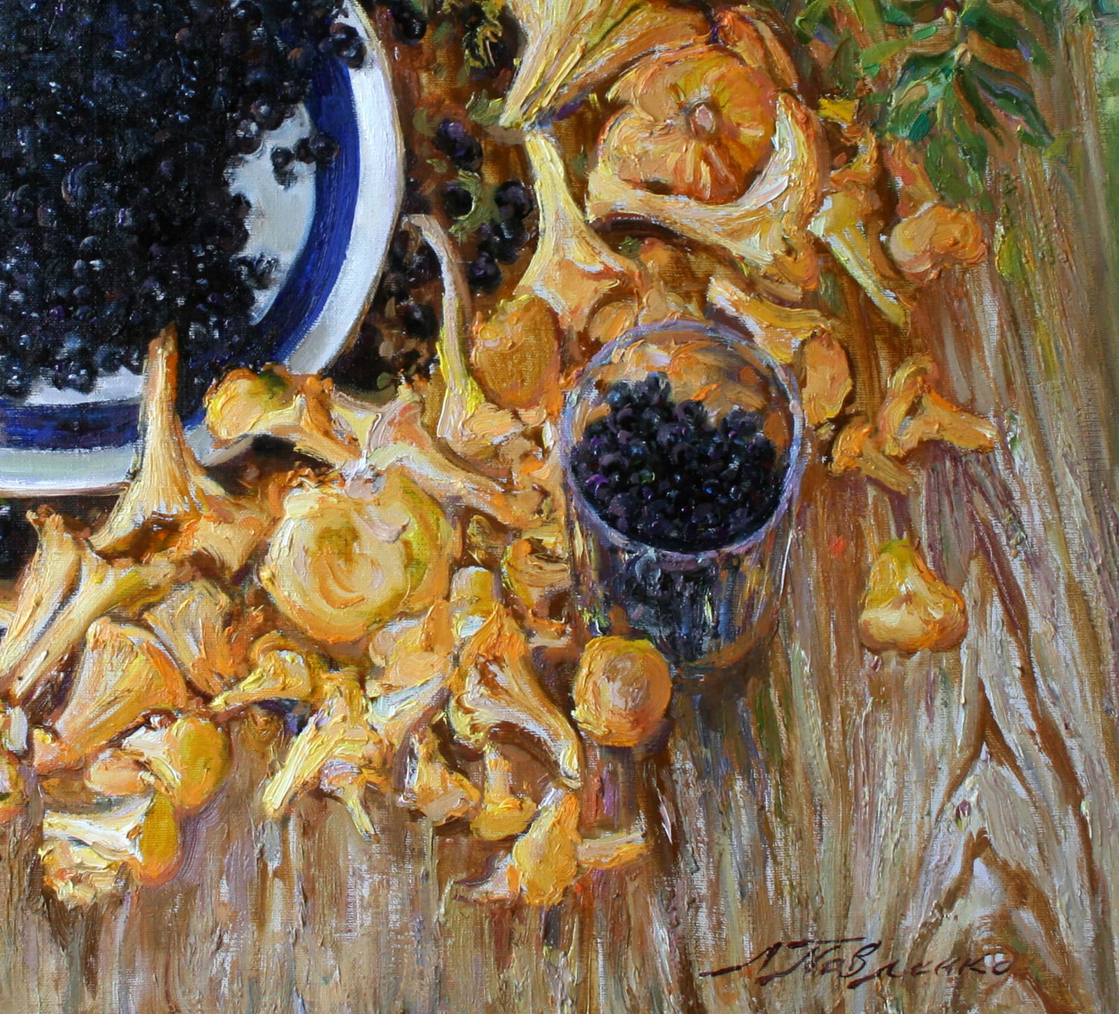 Oil painting Mushrooms and blueberries Leonid Pavlenko - 5