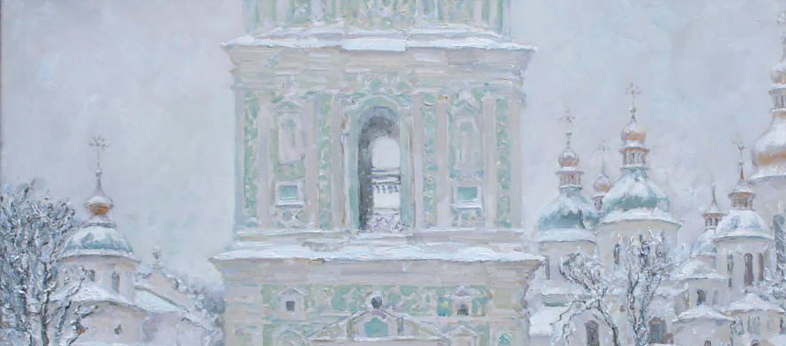 Oil painting Snow covered church Leonid Pavlenko - 2