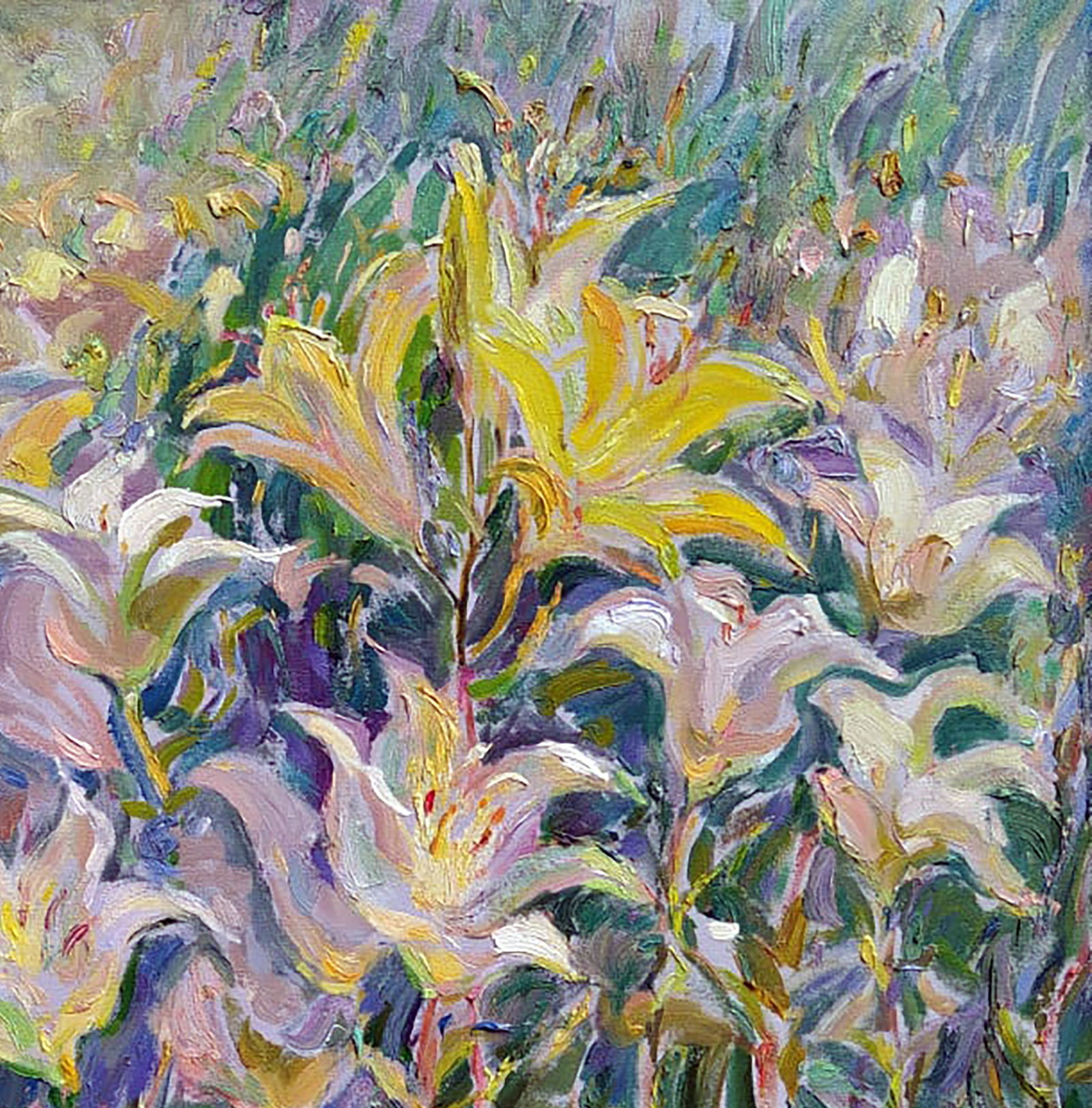 Oil painting Lilies in the garden Leonid Pavlenko - 3