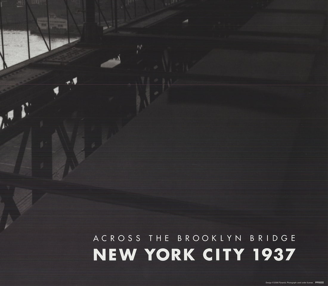 Artist Unknown - Across the Brooklyn Bridge, 1937 - 2000 Offset Lithograph 24" x 33.5" - 4