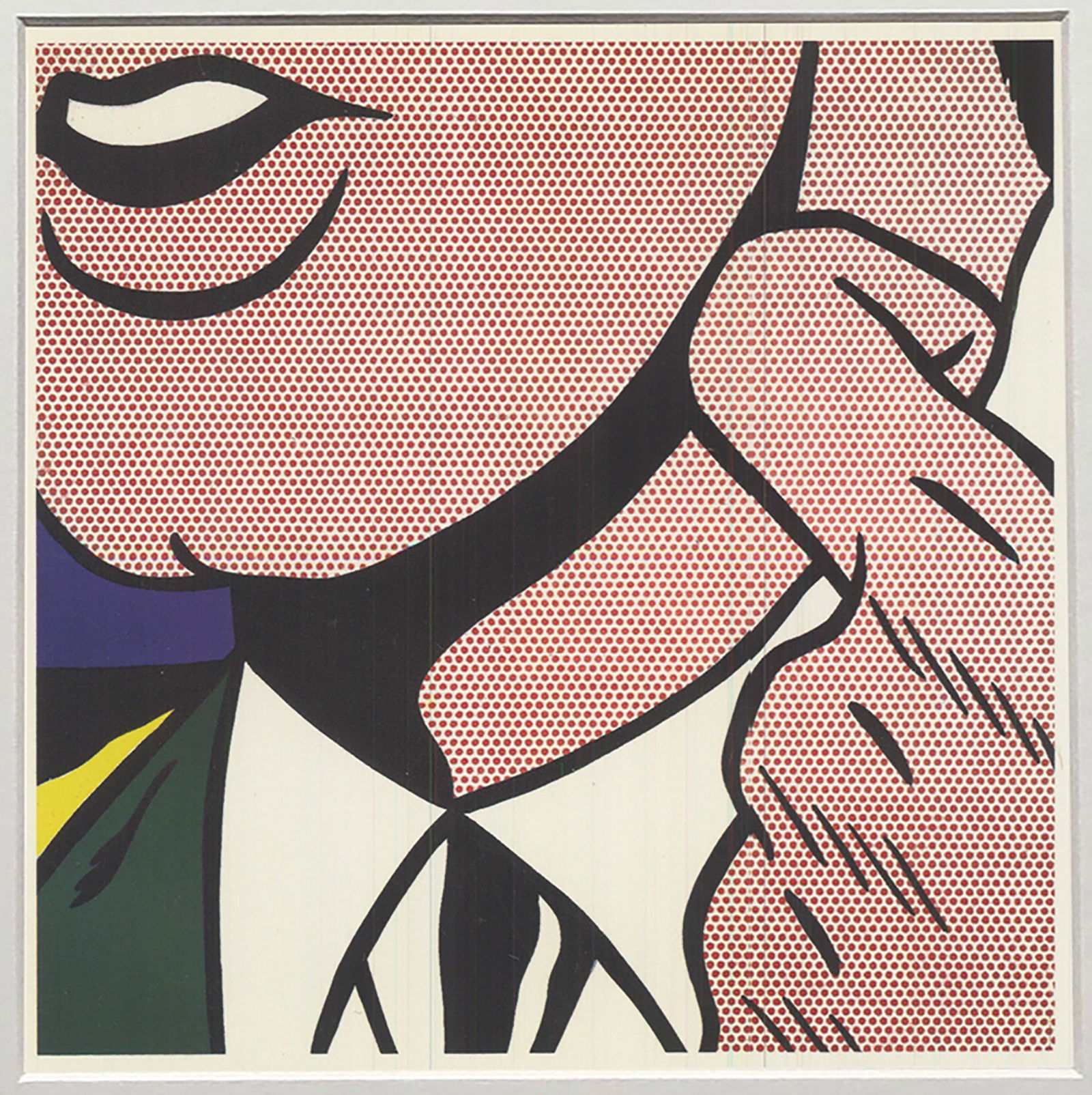 Roy Lichtenstein - Half Face with Collar - 1993 Offset Lithograph 4.25" x 6" - 2