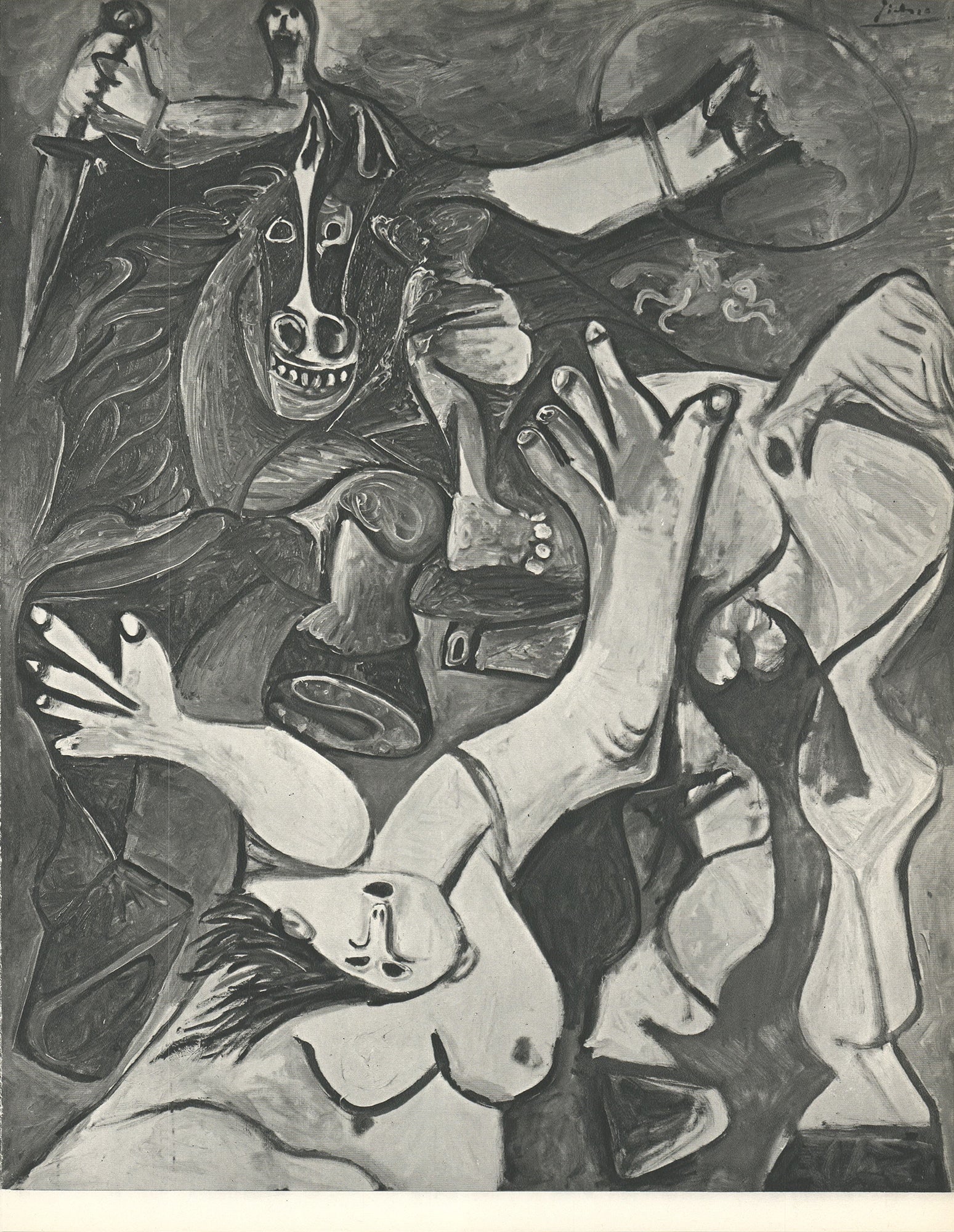 Pablo Picasso - L'enlevement des Sabines (en noir) - 1971 Offset Lithograph 12.25" x 9.5": Title: Pablo Picasso - L'enlevement des Sabines (en noir) - 1971 Offset Lithograph 12.25" x 9.5" Description: "L'enlevement des Sabines (en noir)" by Pablo Picasso, 1971 Unsigned Offset Lithograph. Pa