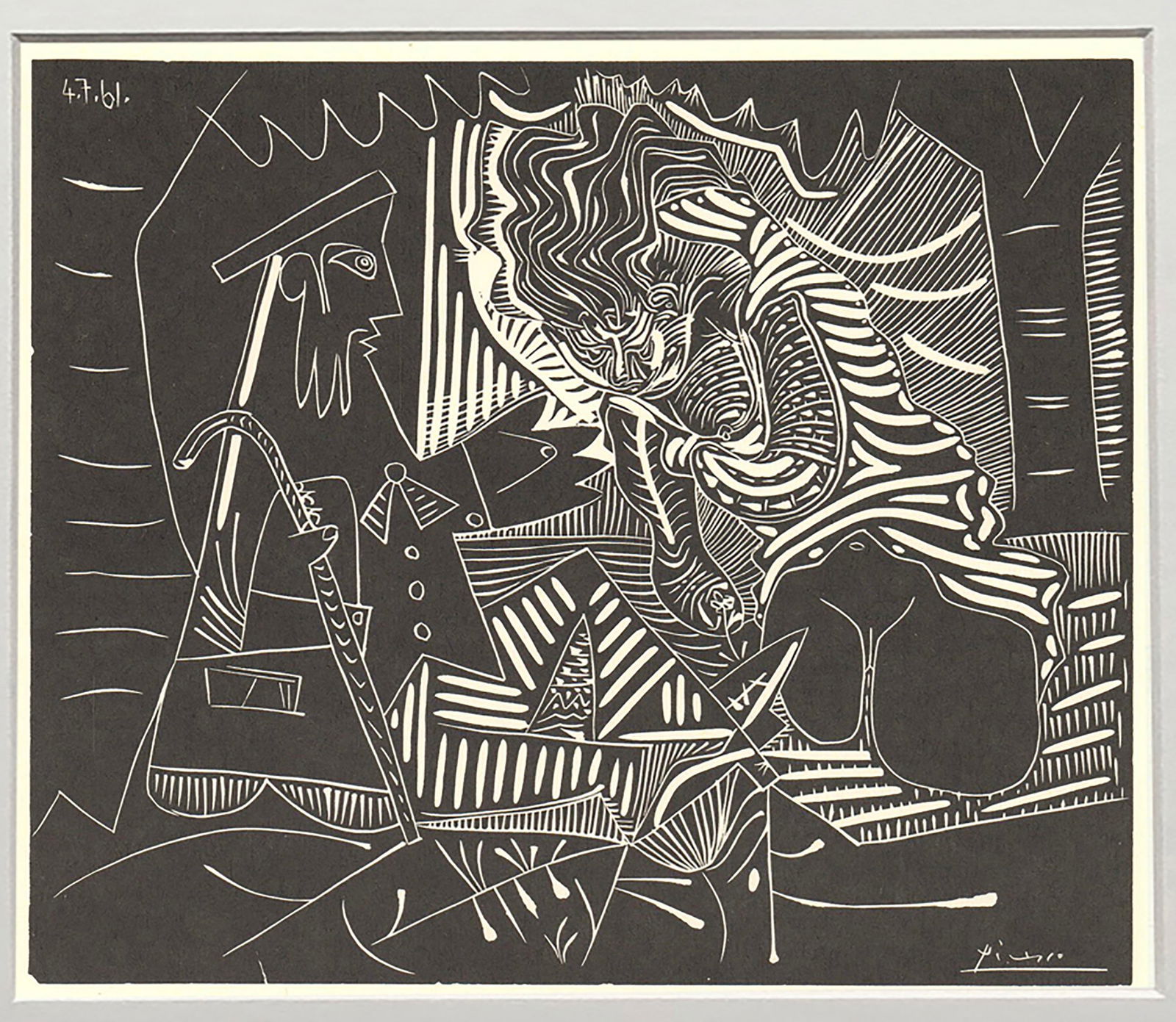 Pablo Picasso - Luncheon on the Grass (White) - 1972 Offset Lithograph 5.75" x 7.5" - 2