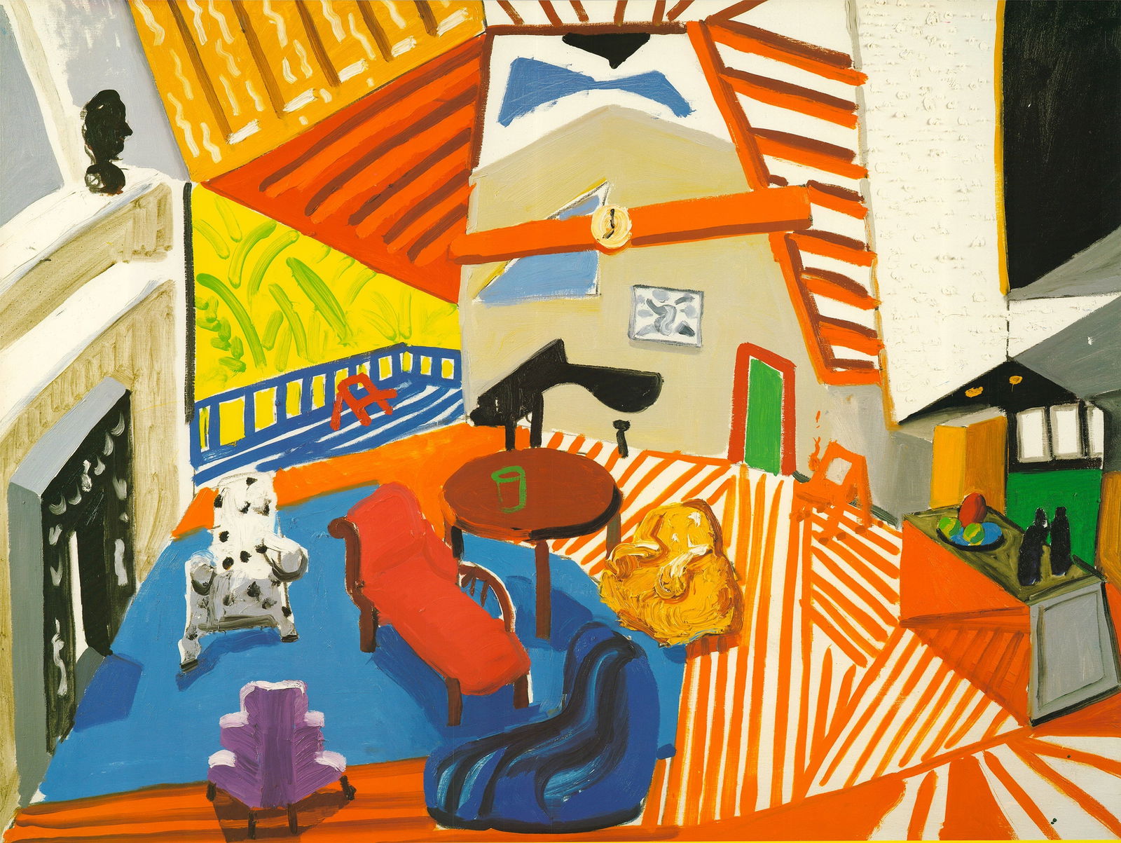 David Hockney - Montcalm Interior at Seven O'Clock - 1988 Offset Lithograph 27.75" x 33" - 2