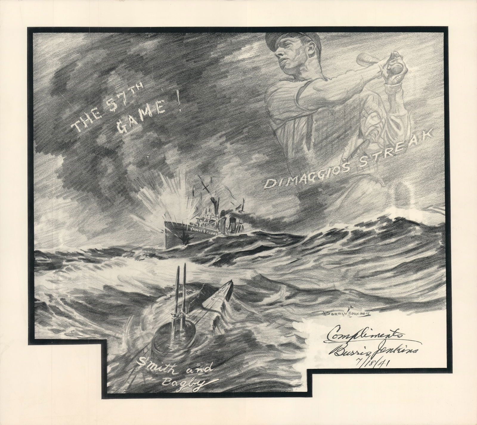 Burris Jenkins - The 57th Game - Offset Lithograph 16" x 18" (1 of 4)