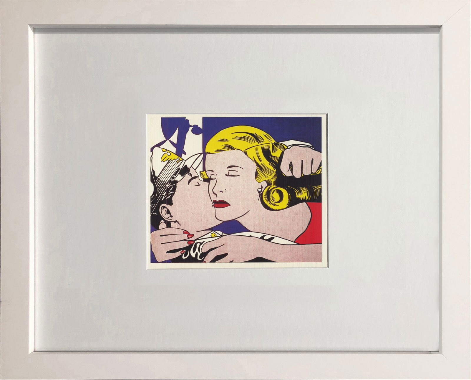 Roy Lichtenstein - The Kiss - 1993 Offset Lithograph 4.25" x 6": Title: Roy Lichtenstein - The Kiss - 1993 Offset Lithograph 4.25" x 6" Description: "The Kiss" by Roy Lichtenstein, 1993 Unsigned Offset Lithograph. Paper size is 4.25 x 6 inches, with an image size o