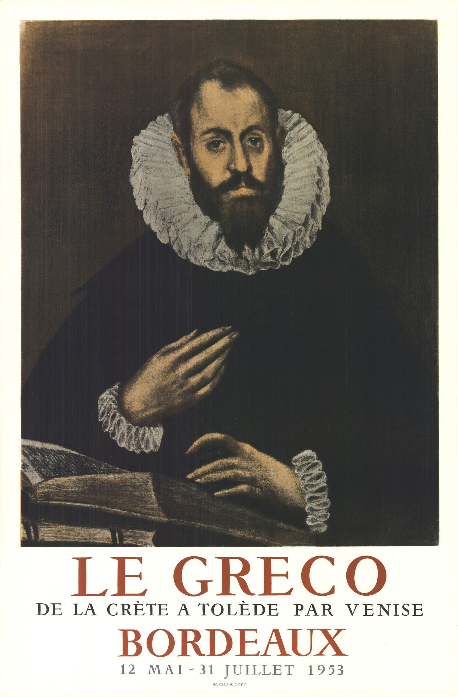 El Greco - The Nobleman with His Hand on His Chest - 1953 Lithograph 27.75" x 18.25": Title: El Greco - The Nobleman with His Hand on His Chest - 1953 Lithograph 27.75" x 18.25" Description: "The Nobleman with His Hand on His Chest" by El Greco, 1953 Unsigned Lithograph. Paper size is