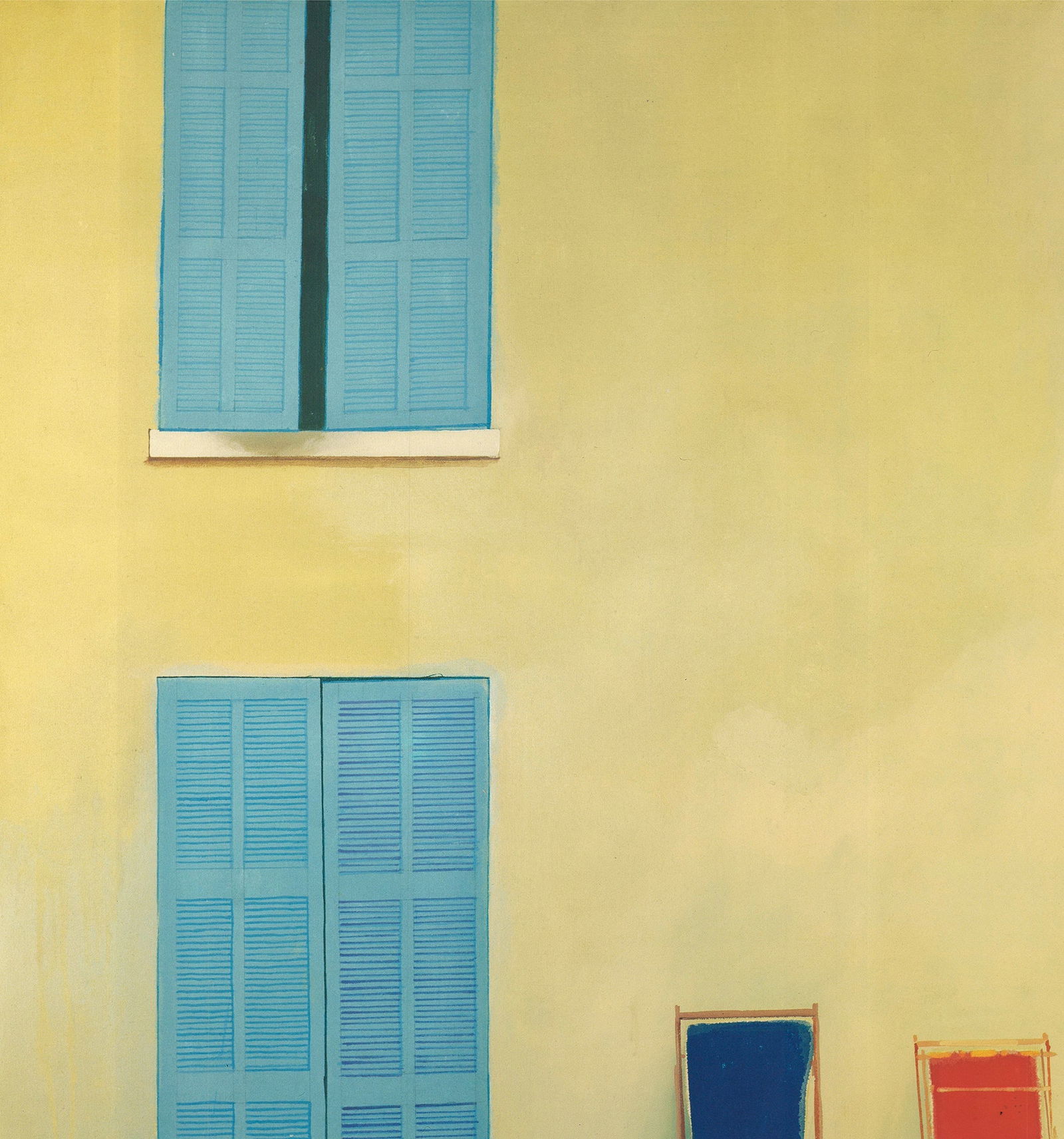 David Hockney - Two Deckchairs, Calvi - 1985 Offset Lithograph 30" x 33" - 3