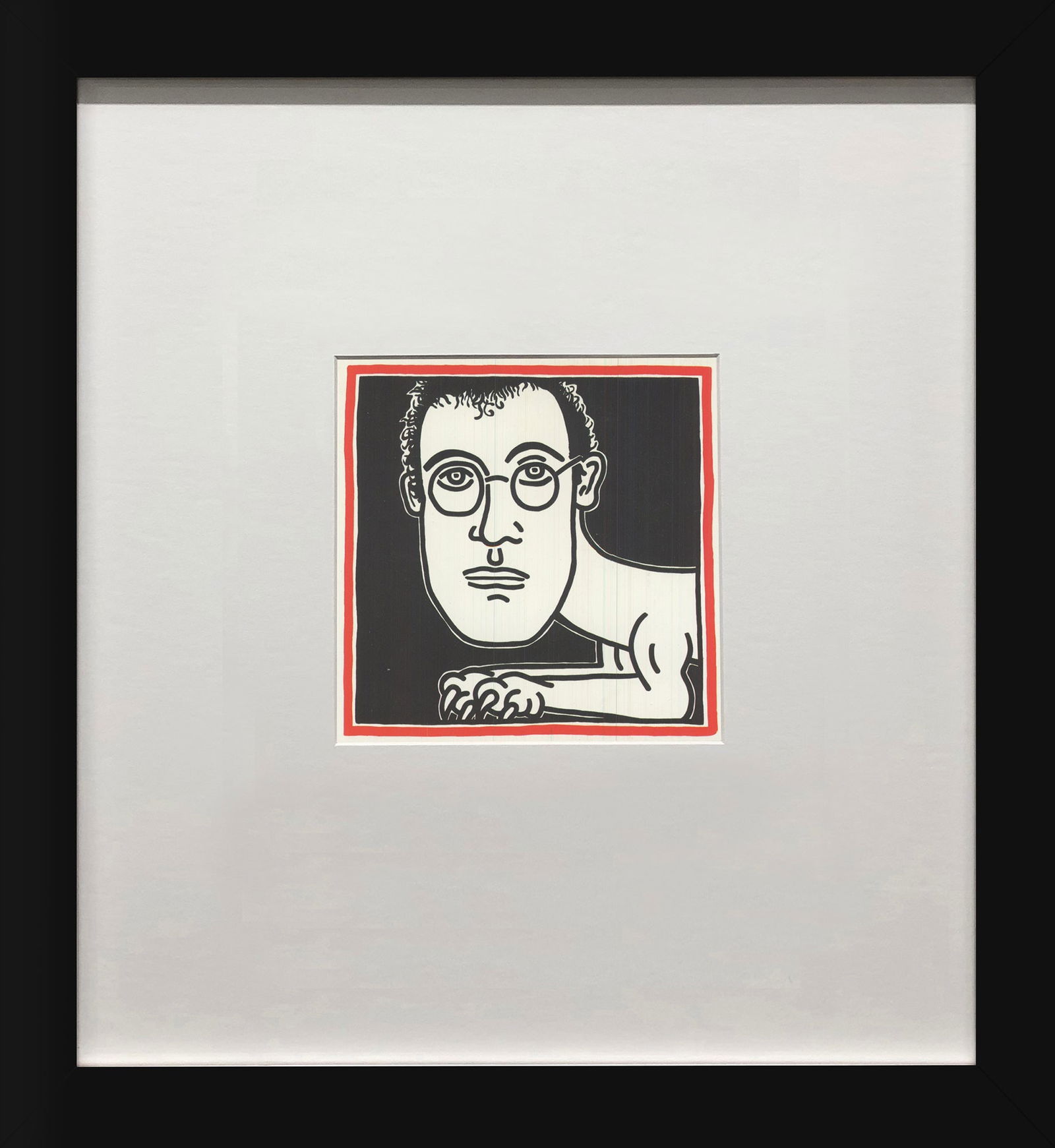 Keith Haring - Untitled (Self-Portrait) - 1993 Offset Lithograph 4.25" x 6": Title: Keith Haring - Untitled (Self-Portrait) - 1993 Offset Lithograph 4.25" x 6" Description: "Untitled (Self-Portrait)" by Keith Haring, 1993 Unsigned Offset Lithograph. Paper size is 4.25 x 6 inch