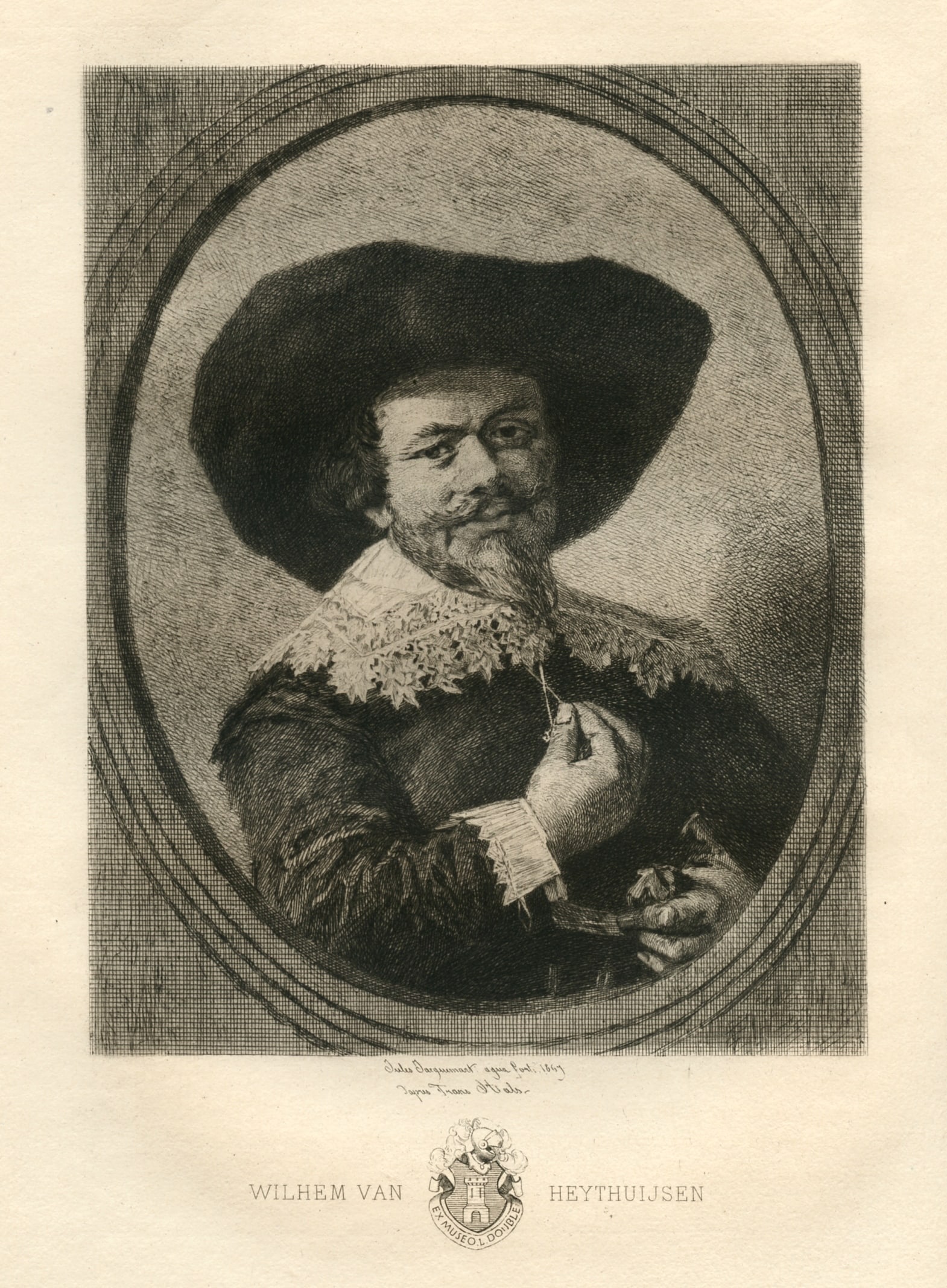 Jules Jacquemart etching "Wilhem van Heythuijsen" Frans Hals: Title: Jules Jacquemart etching "Wilhem van Heythuijsen" Frans Hals Description: Medium: etching. Etched by Jules Jacquemart after Frans Hals. This impression on laid paper was printed in 1880 for