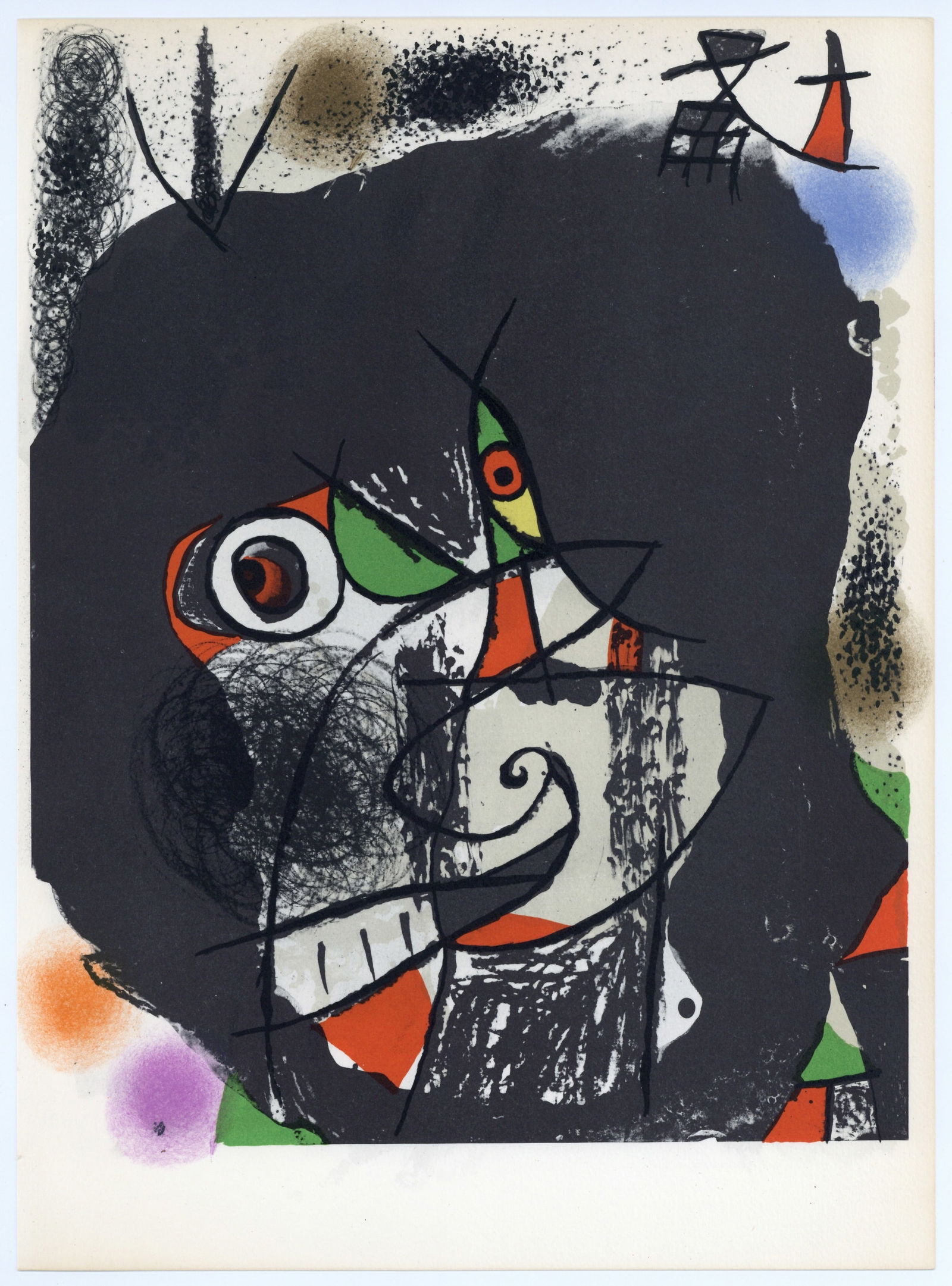 Joan Miro "Revolutions I" original lithograph: Title: Joan Miro "Revolutions I" original lithograph Description: Medium: original lithograph. The complete title is "Les Revolutions Sceniques du XX Siecle I". Printed by Mourlot on quality Arches wo