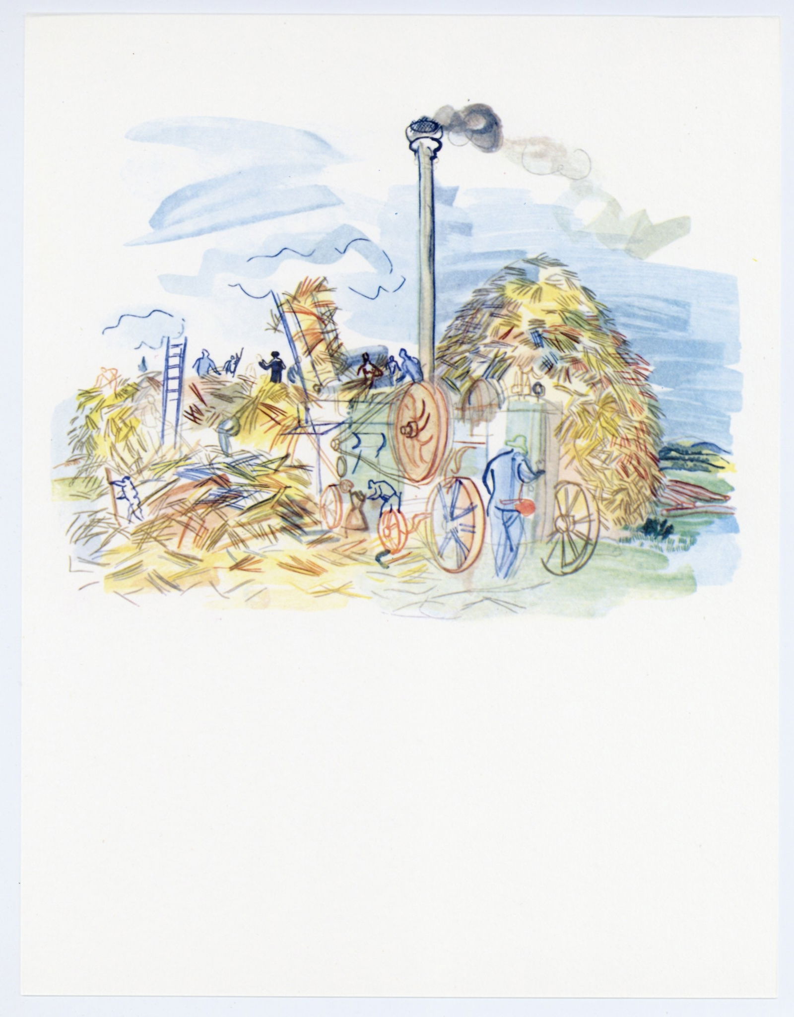 Raoul Dufy "Le depiquage de Montsaunes" from Vacances Forcees: Title: Raoul Dufy "Le depiquage de Montsaunes" from Vacances Forcees Description: Medium: offset lithograph (after the watercolor). Printed in 1970 on velin bouffant paper from the Papeteries Casteljo