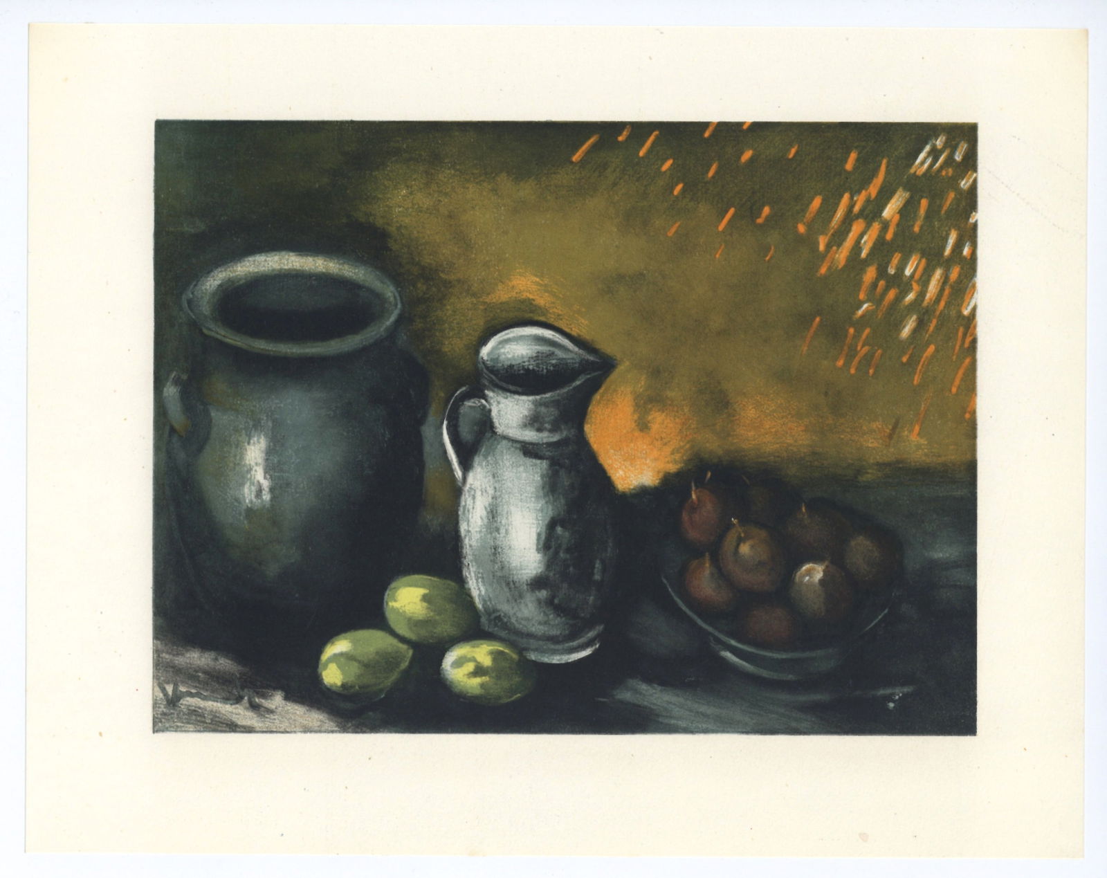 Maurice de Vlaminck "Still Life with Jugs" lithograph: Title: Maurice de Vlaminck "Still Life with Jugs" lithograph Description: Medium: lithograph. This lithograph (after the Vlaminck painting) was printed in Paris in 1958 by the Mourlot atelier, and pub