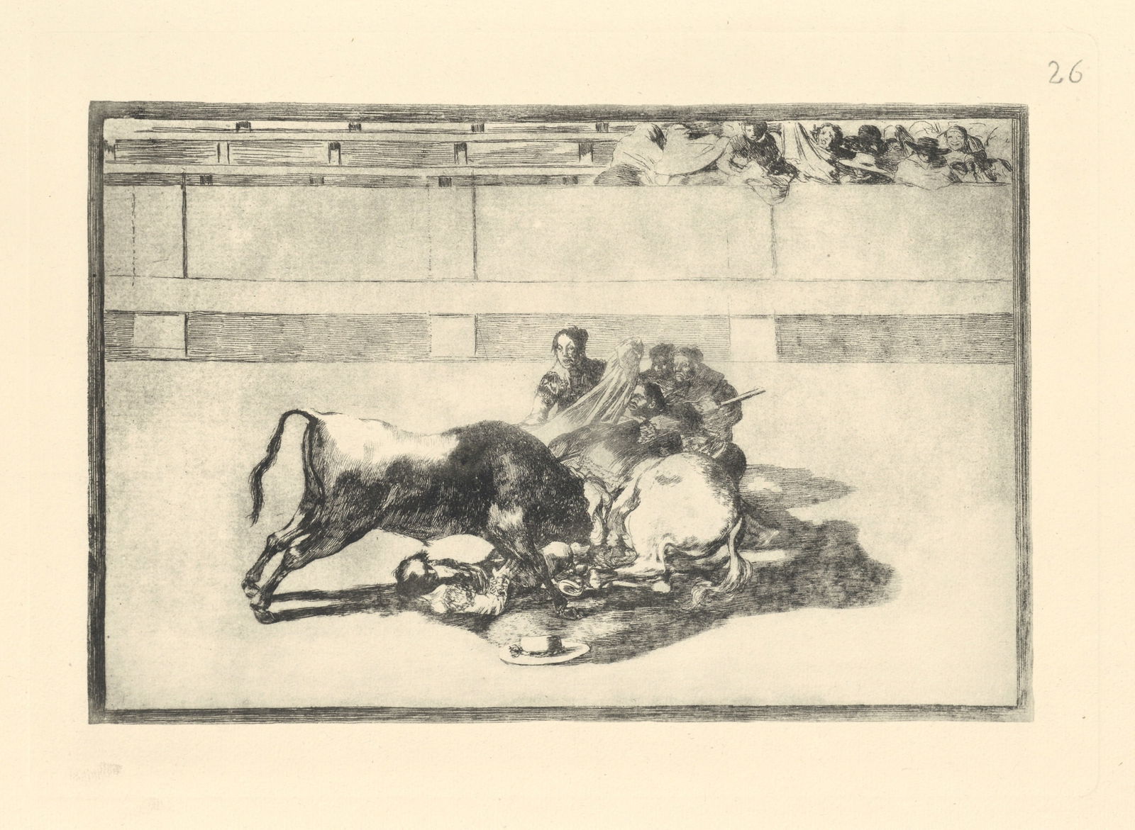 Francisco Goya "Tauromaquia" Plate 26: Title: Francisco Goya "Tauromaquia" Plate 26 Description: Medium: heliogravure (after the etching from Goya's Tauromaquia series). Printed in 1947 in a limited edition of 500 on Guarro laid paper,