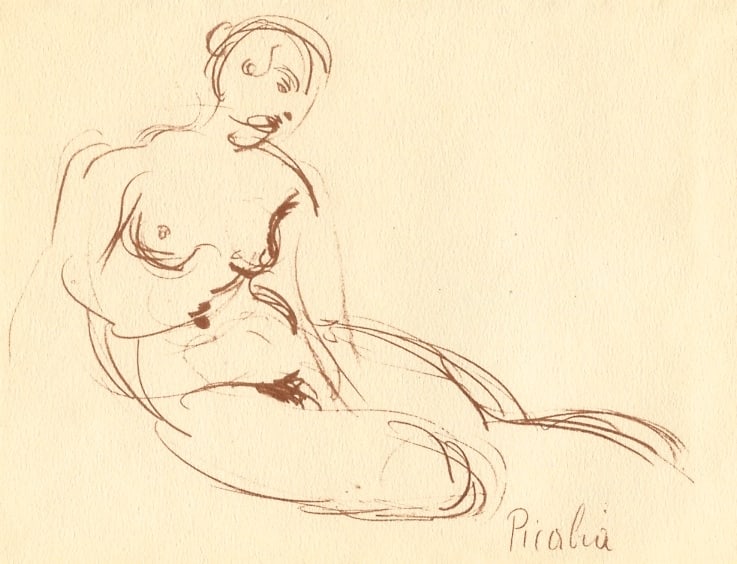 Francis Picabia (Femme femme allongee) 1920: Title: Francis Picabia (Femme femme allongee) 1920 Description: Medium: collotype (after the drawing). Printed in 1920 in an edition of 1100 at the Maurice Darantiere atelier. Attached by the publishe