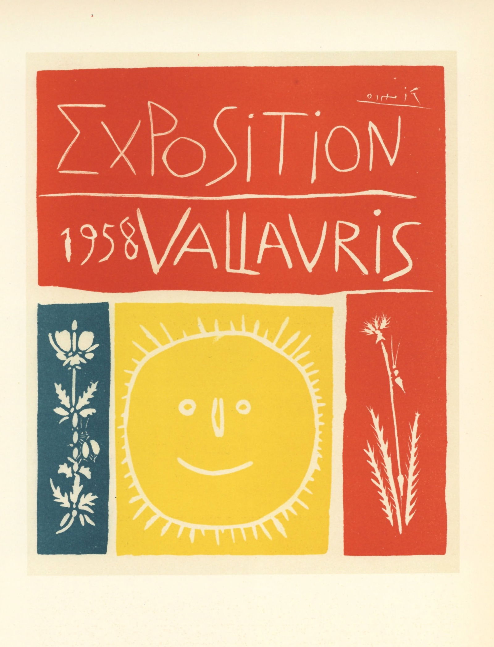 Pablo Picasso lithograph poster "Exposition Vallauris": Title: Pablo Picasso lithograph poster "Exposition Vallauris" Description: Medium: lithograph (after the original lithograph poster). During the late 1940's and throughout the 1950's, Picasso created