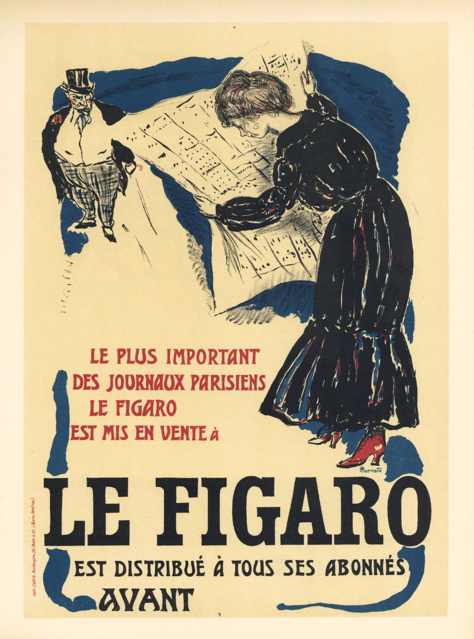 Pierre Bonnard lithograph "Le Figaro": Title: Pierre Bonnard lithograph "Le Figaro" Description: Medium: multi-stone color lithograph (after the original Bonnard lithograph). Printed in 1952 on Renage paper at the Mourlot atelier in faithf