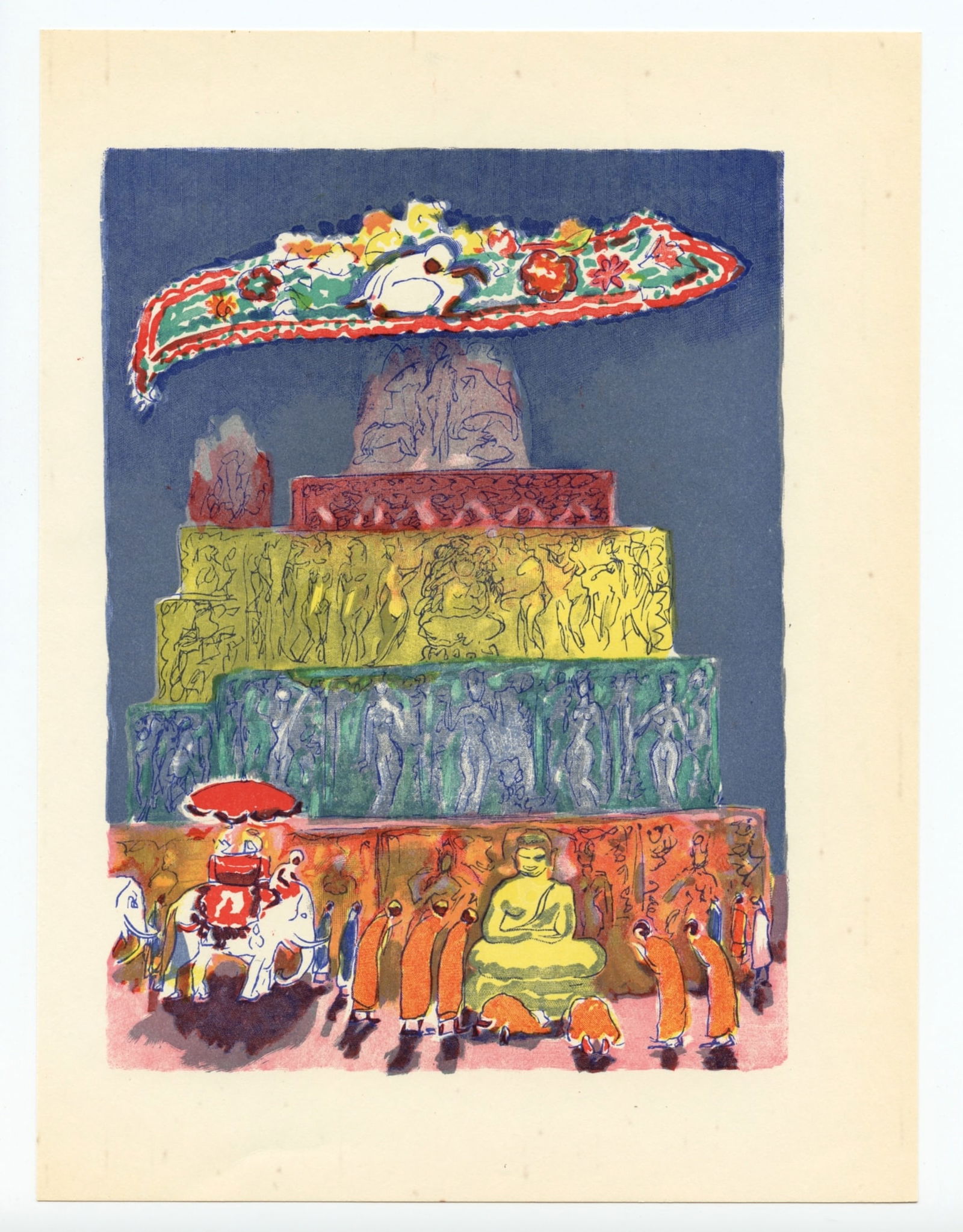 Kees van Dongen engraving for "Mille Nuits": Title: Kees van Dongen engraving for "Mille Nuits" Description: Medium: wood engraving (after the watercolor). Printed in Paris in 1955 at the atelier Coulouma for "Mille nuits et une nuit" (1001