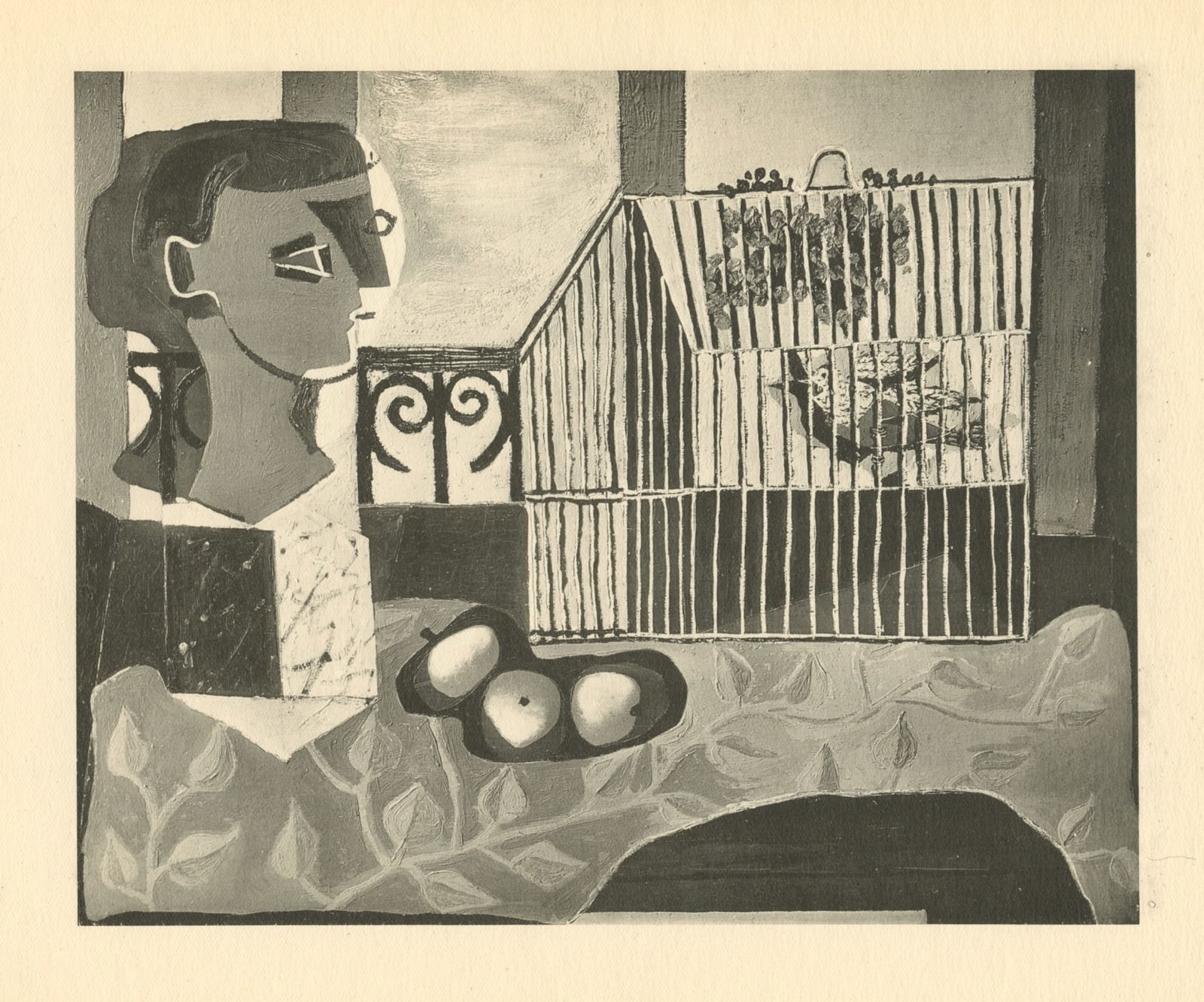 Pablo Picasso - Still Life with Bird Cage: Title: Pablo Picasso - Still Life with Bird Cage Description: Medium: collotype (after the painting). Printed in Paris in 1926 in an edition of 700 and published by Christian Zervos for the art revue