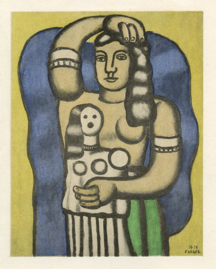 Fernand Leger pochoir "Jeune fille tenant une poupee": Title: Fernand Leger pochoir "Jeune fille tenant une poupee" Description: Medium: pochoir (after the painting). Printed in Paris at the atelier of Daniel Jacomet and published in 1975 by the Berggruen