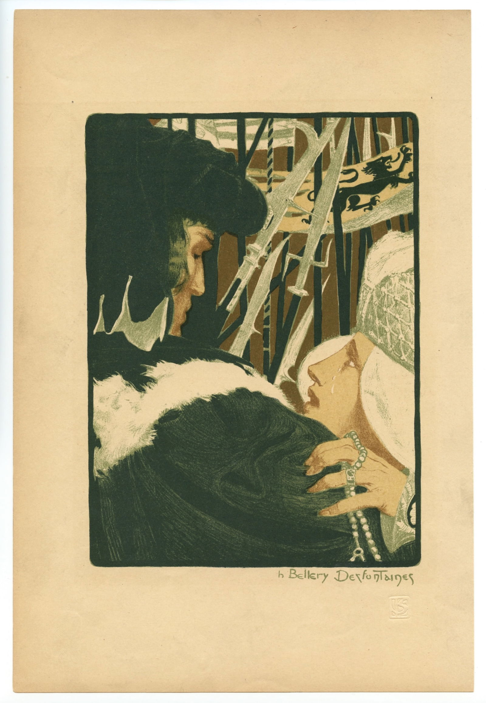 Henri Bellery-Desfontaines original lithograph "L'Imploration": Title: Henri Bellery-Desfontaines original lithograph "L'Imploration" Description: Medium: original lithograph. Catalogue reference: Wuerth 69. Published in London in 1896 by The Studio. Image size: 7