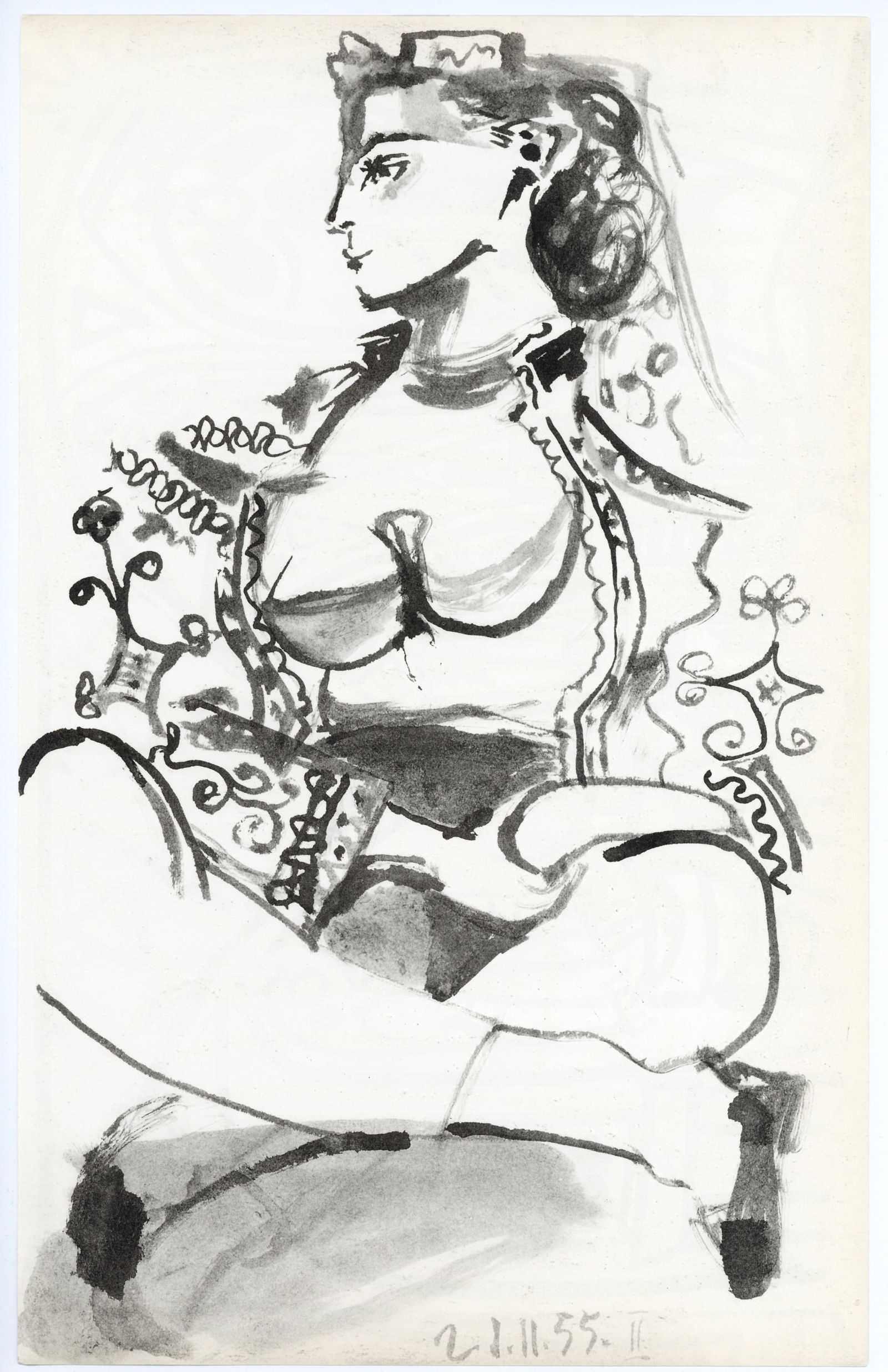 Pablo Picasso lithograph | Carnet Californie: Title: Pablo Picasso lithograph | Carnet Californie Description: Medium: lithograph (after the sketch). Executed as a sketchbook drawing during the middle 1950's and subsequently made available by Pic