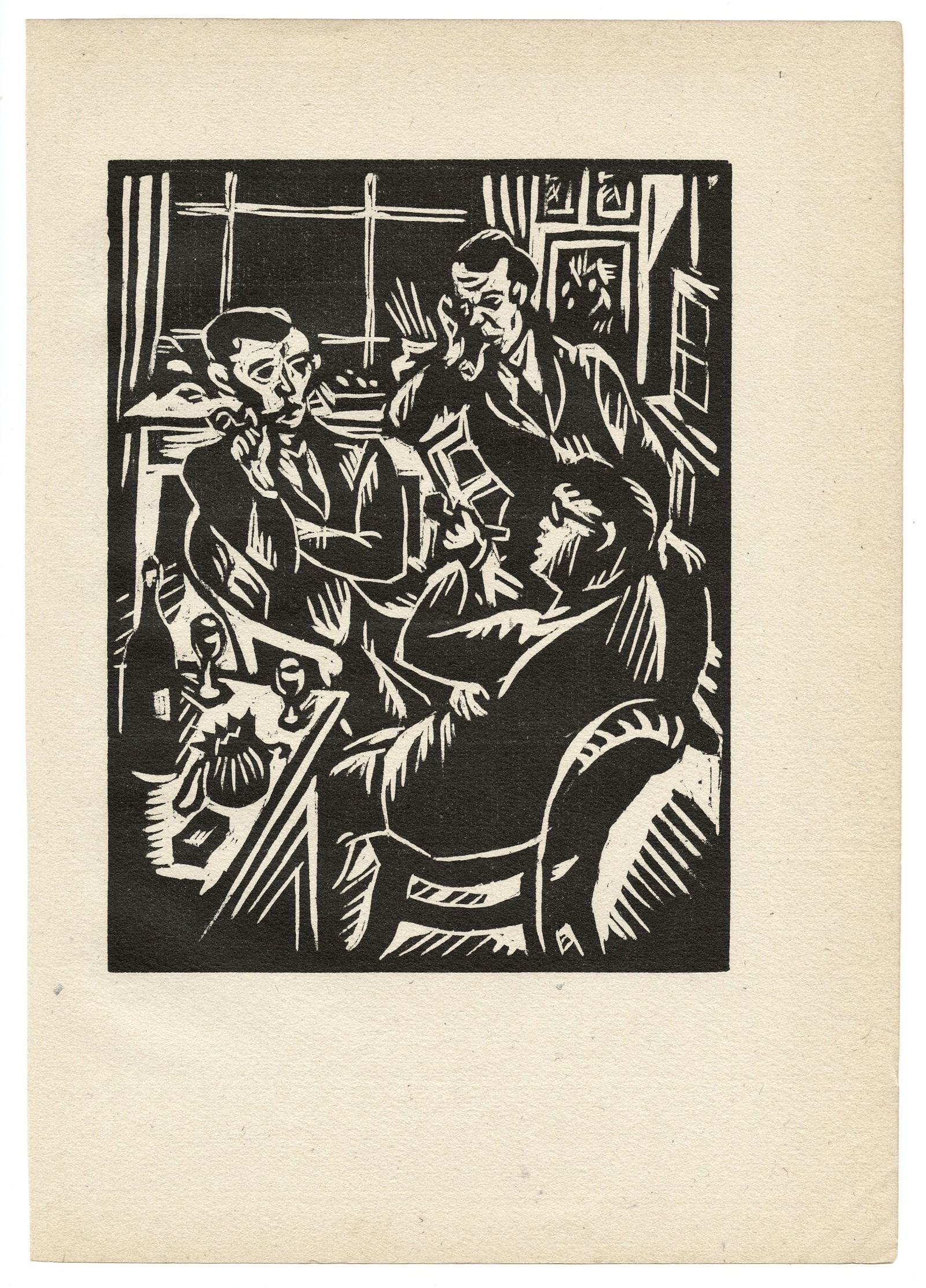 Max Unold "In Memorium Rene Beeh" original woodcut: Title: Max Unold "In Memorium Rene Beeh" original woodcut Description: Medium: original woodcut. This impression on laid paper was printed in Germany in 1922 for the rare Ganymed portfolio "Das