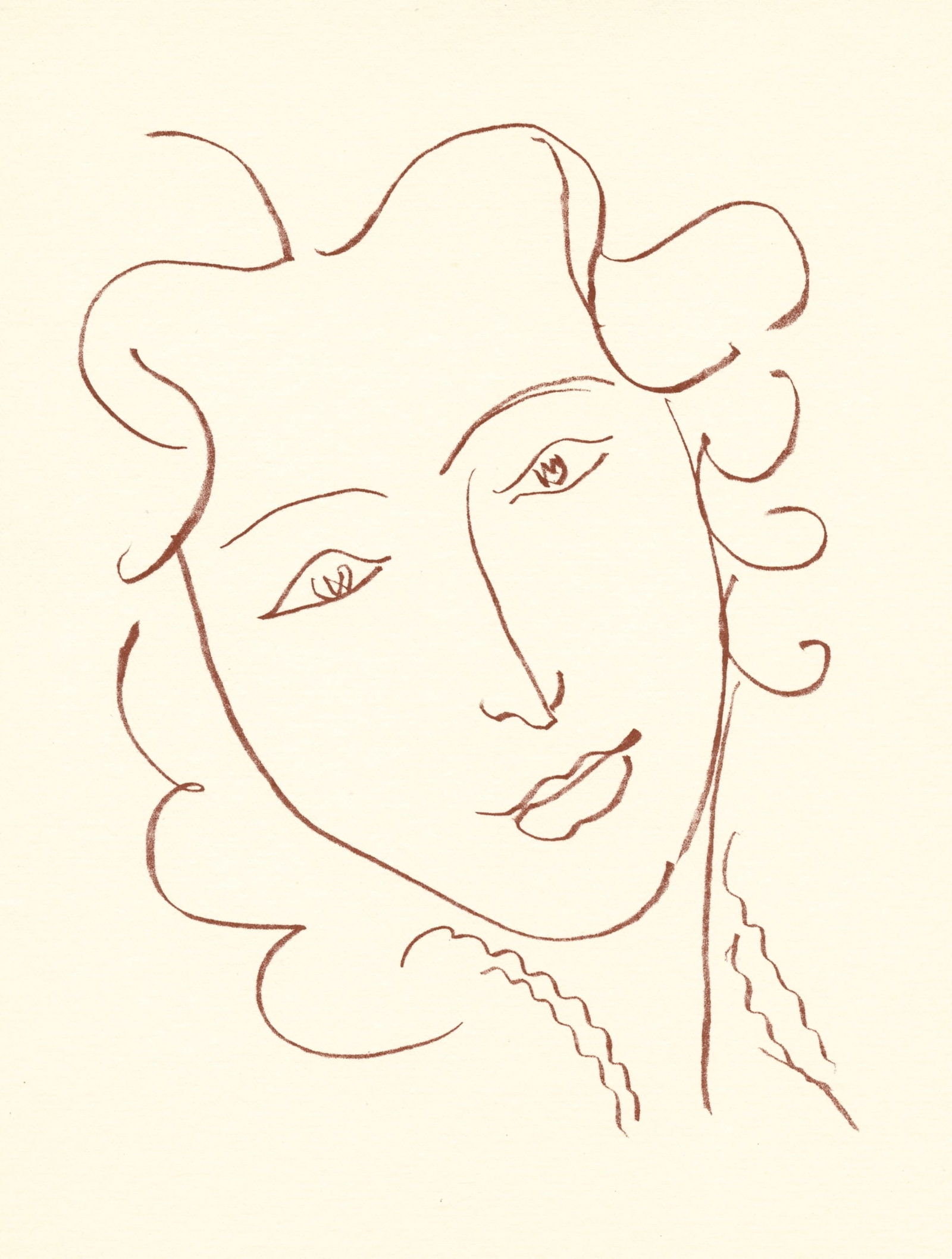 Henri Matisse lithograph | Florilege de Ronsard: Title: Henri Matisse lithograph | Florilege de Ronsard Description: Medium: lithograph (after the the original lithograph). Printed in sanguine ink on cream laid paper from the Papeteries Casteljoux