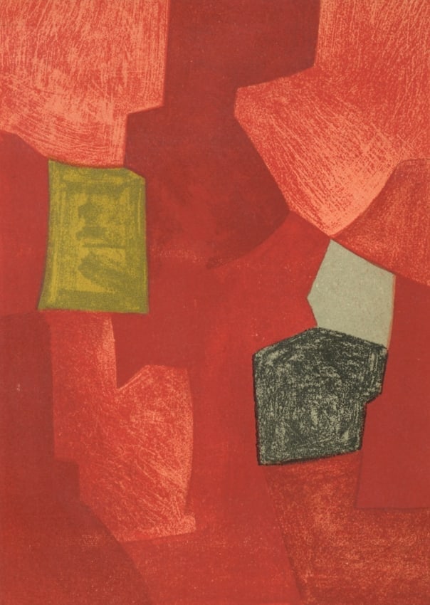 Serge Poliakoff lithograph: Title: Serge Poliakoff lithograph Description: Medium: lithograph (after the gouache). Printed in Paris in 1957 by Mourlot and published in an edition of 1000 by the Galerie Berggruen for a rare