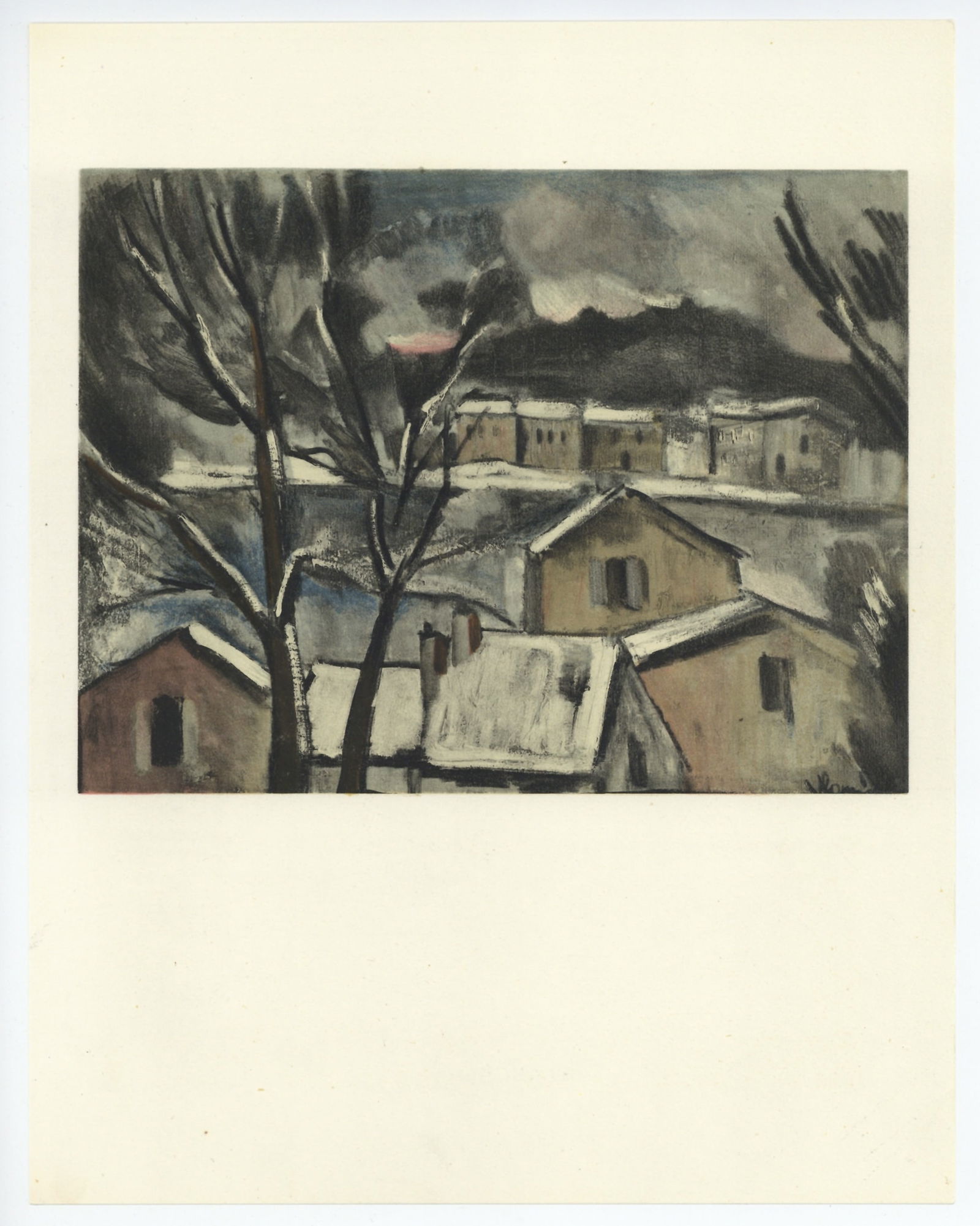 Maurice de Vlaminck lithograph "Winter Landscape": Title: Maurice de Vlaminck lithograph "Winter Landscape" Description: Medium: lithograph. This lithograph (after the Vlaminck painting) was printed in Paris in 1958 at the Mourlot atelier and publishe