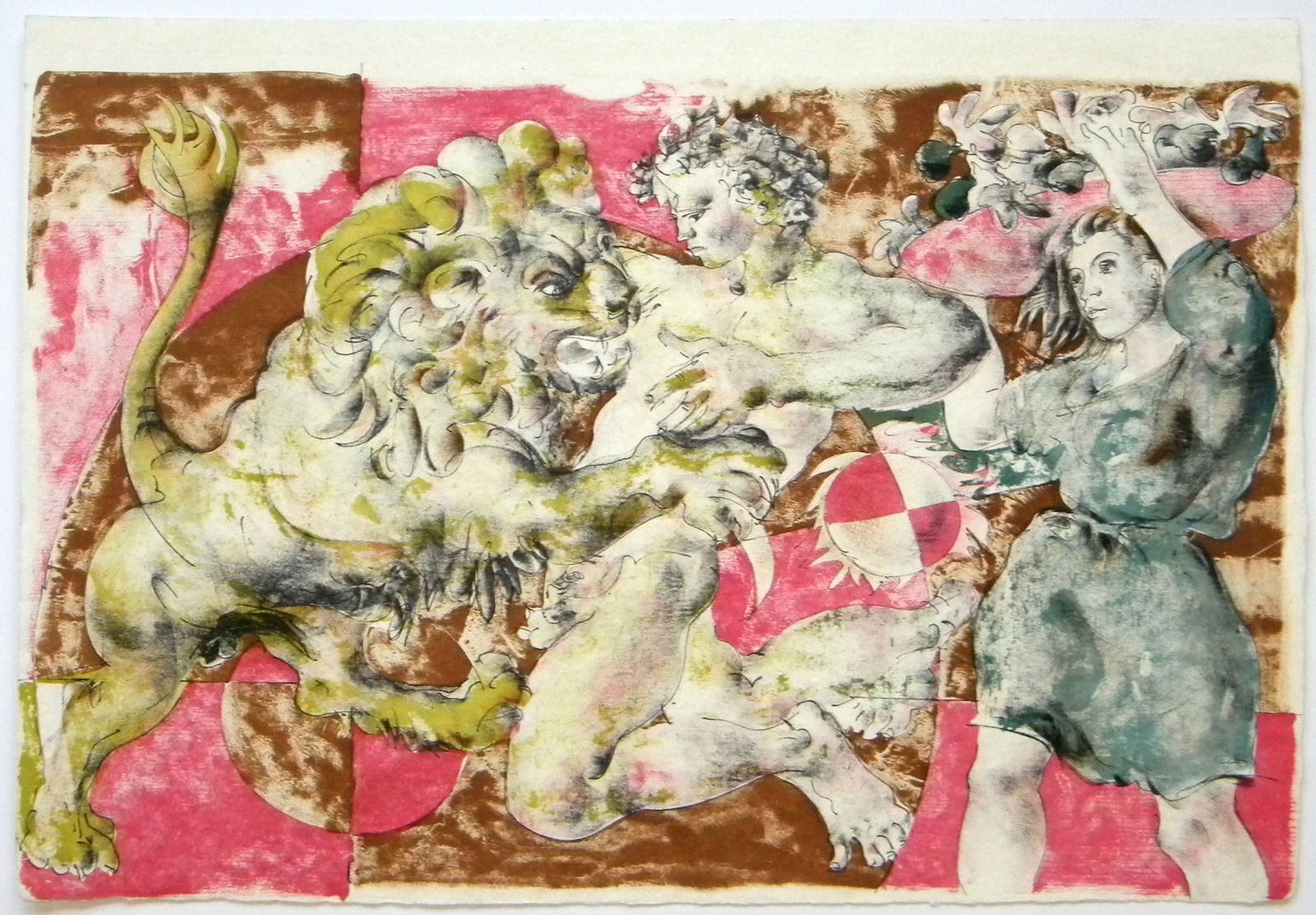 Hans Erni original lithograph for Dames des Decans, 1970: Title: Hans Erni original lithograph for Dames des Decans, 1970 Description: Medium: original lithograph. Executed by Hans Erni in 1970 for the "Dames des Décans" deluxe book portfolio. There