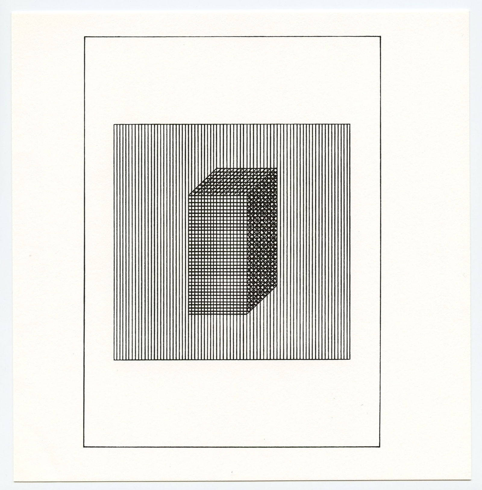 Sol LeWitt silkscreen, edition of 1500: Title: Sol LeWitt silkscreen, edition of 1500 Description: Medium: silkscreen. Printed in 1984 for "Ficciones" and published by The Limited Editions Club in an edition of 1500. Size: 8 x 7 3/4 inches