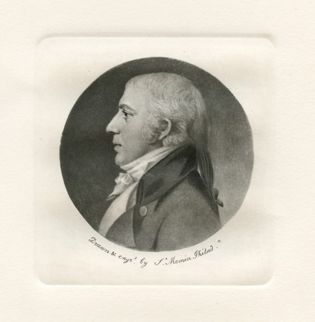 Charles Saint-Memin engraving: Title: Charles Saint-Memin engraving Description: Medium: original physiognotrace engraving. This is one of the delightful engravings executed by French artist Charles Balthazar Julien Fevret de