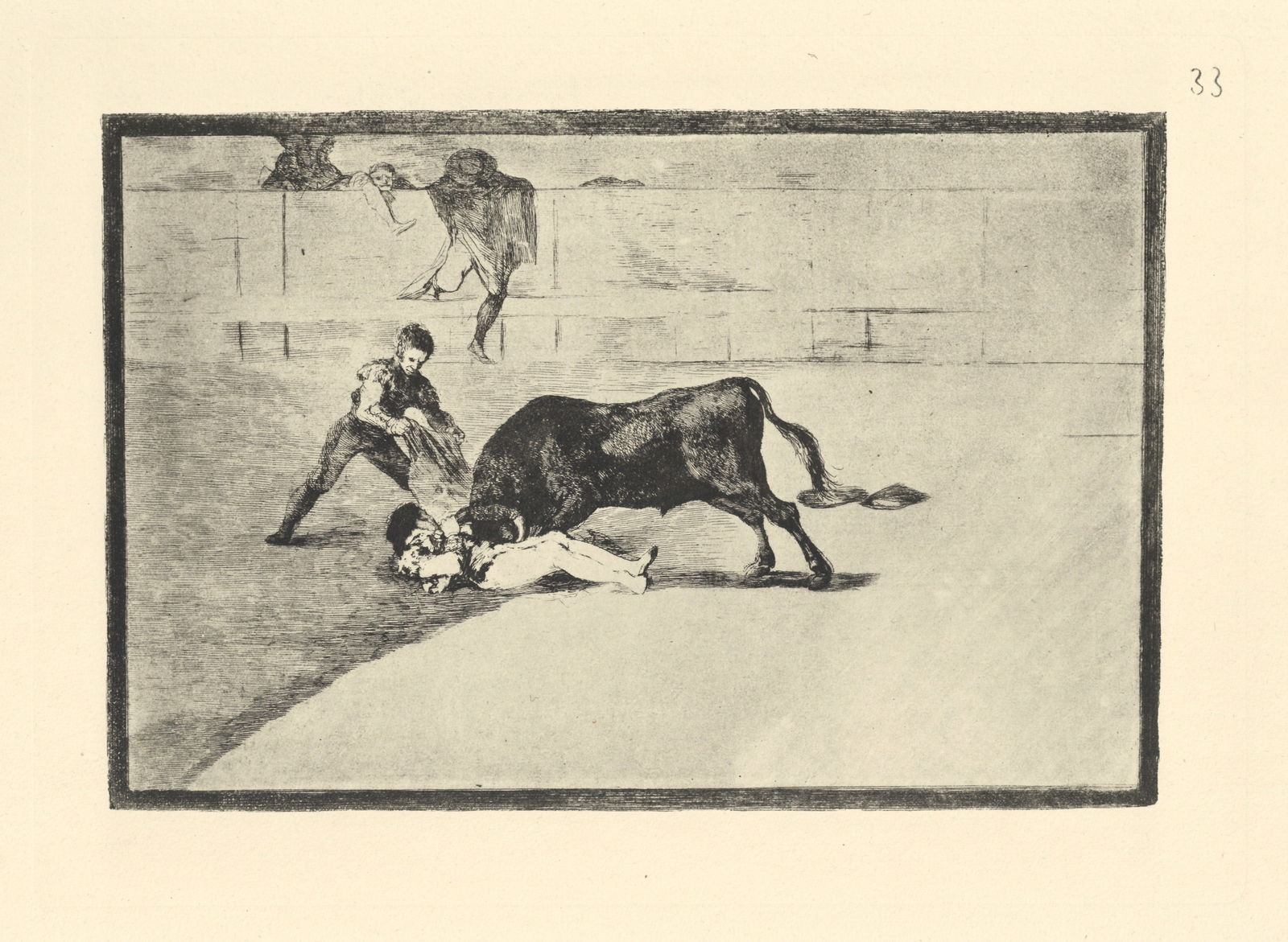 Francisco Goya "Tauromaquia" Plate 33: Title: Francisco Goya "Tauromaquia" Plate 33 Description: Medium: heliogravure (after the etching from Goya's Tauromaquia series). Printed in 1947 in a limited edition of 500 on Guarro laid paper, and