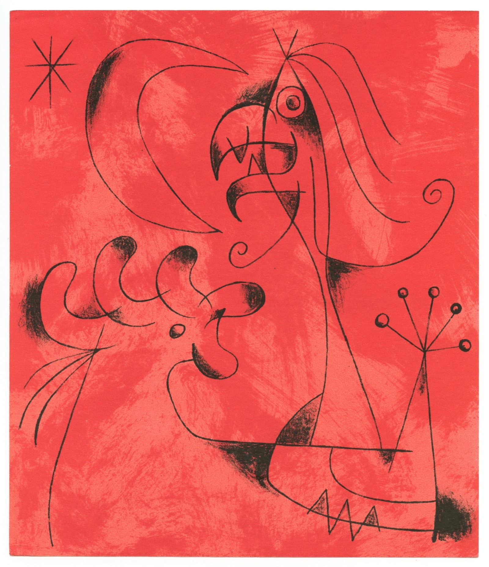 Joan Miro original lithograph "Composition 6": Title: Joan Miro original lithograph "Composition 6" Description: Medium: original lithograph. Catalogue reference: M 236. Printed in 1956 at the Mourlot atelier and published in Paris by Maeght for t