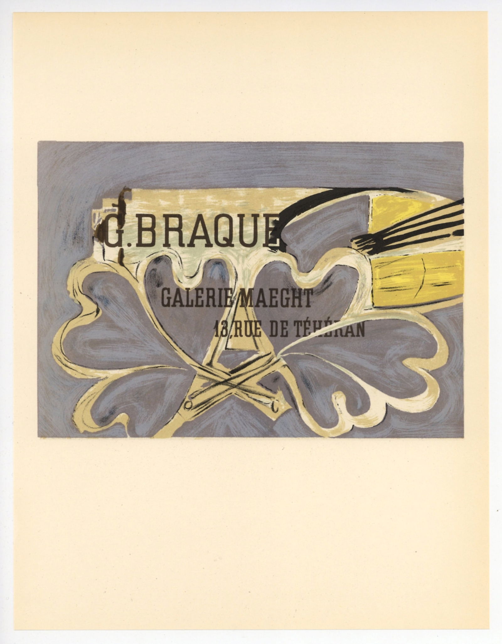 Georges Braque lithograph poster "Gallerie Maeght": Title: Georges Braque lithograph poster "Gallerie Maeght" Description: Medium: lithograph (after the original lithograph poster for the Maeght Gallery). During the late 1940's and throughout the