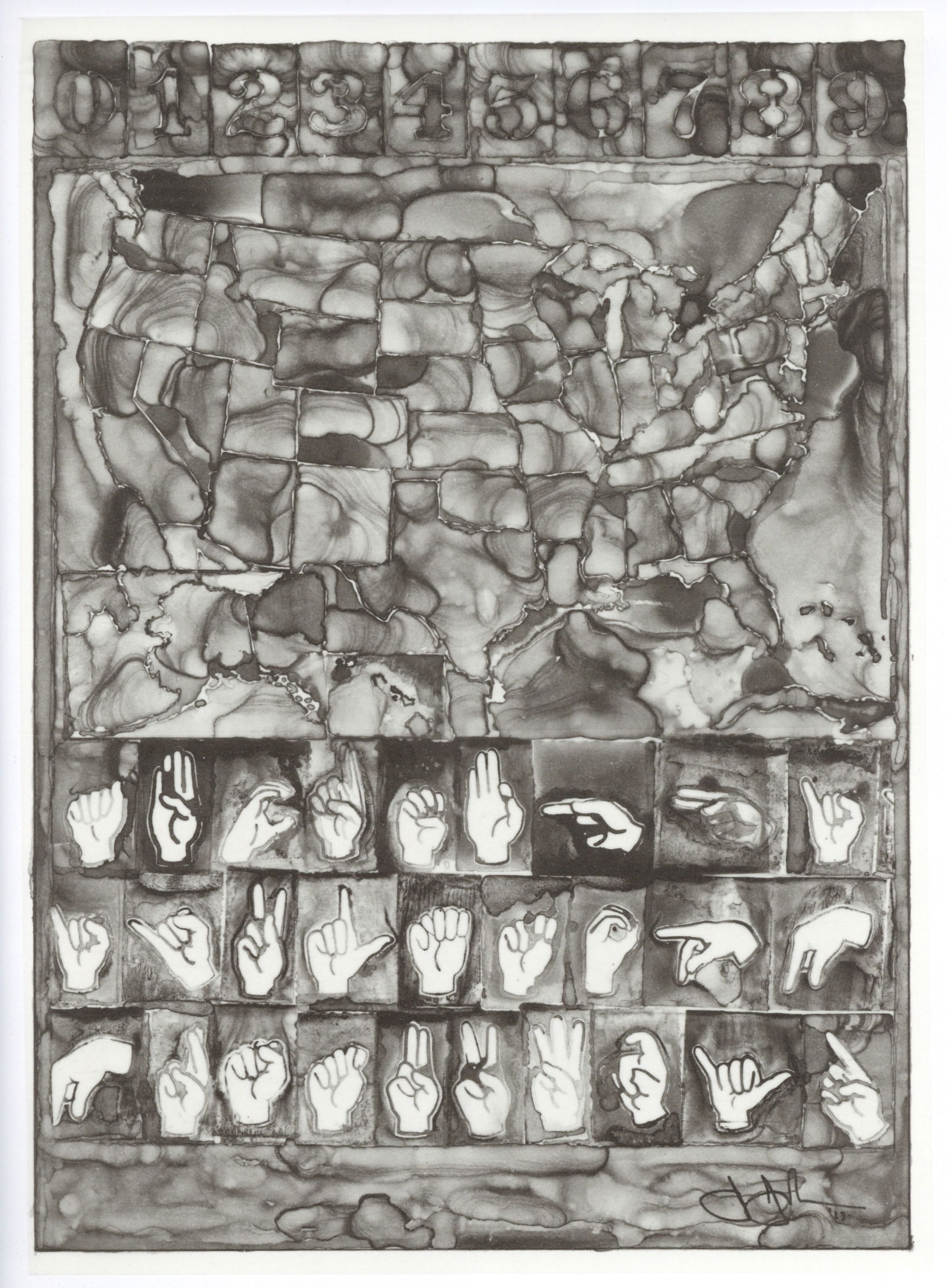 Jasper Johns original lithograph: Title: Jasper Johns original lithograph Description: Medium: original offset lithograph. Printed on semi-translucent vellum-like Giama Natural paper by Universal Limited Art Editions (ULAE) and