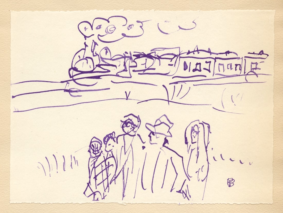 Pierre Bonnard lithograph for Correspondances, 1944: Title: Pierre Bonnard lithograph for Correspondances, 1944 Description: Medium: lithograph (after the drawing). This impression in violet ink was printed in France in 1944 for the rare "Correspondance