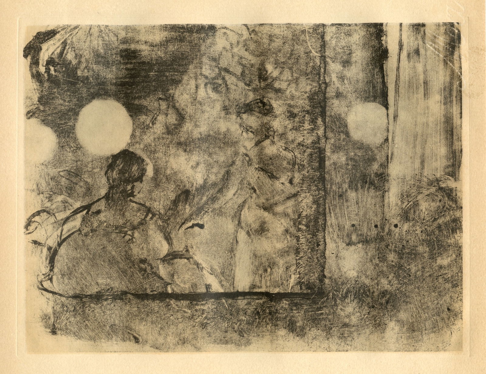 Edgar Degas monotype "Cafe-Concert": Title: Edgar Degas monotype "Cafe-Concert" Description: Medium: engraving. This recreation (after the original monotype) was printed in a limited edition of 1000 and published in Paris in 1948 by Quat