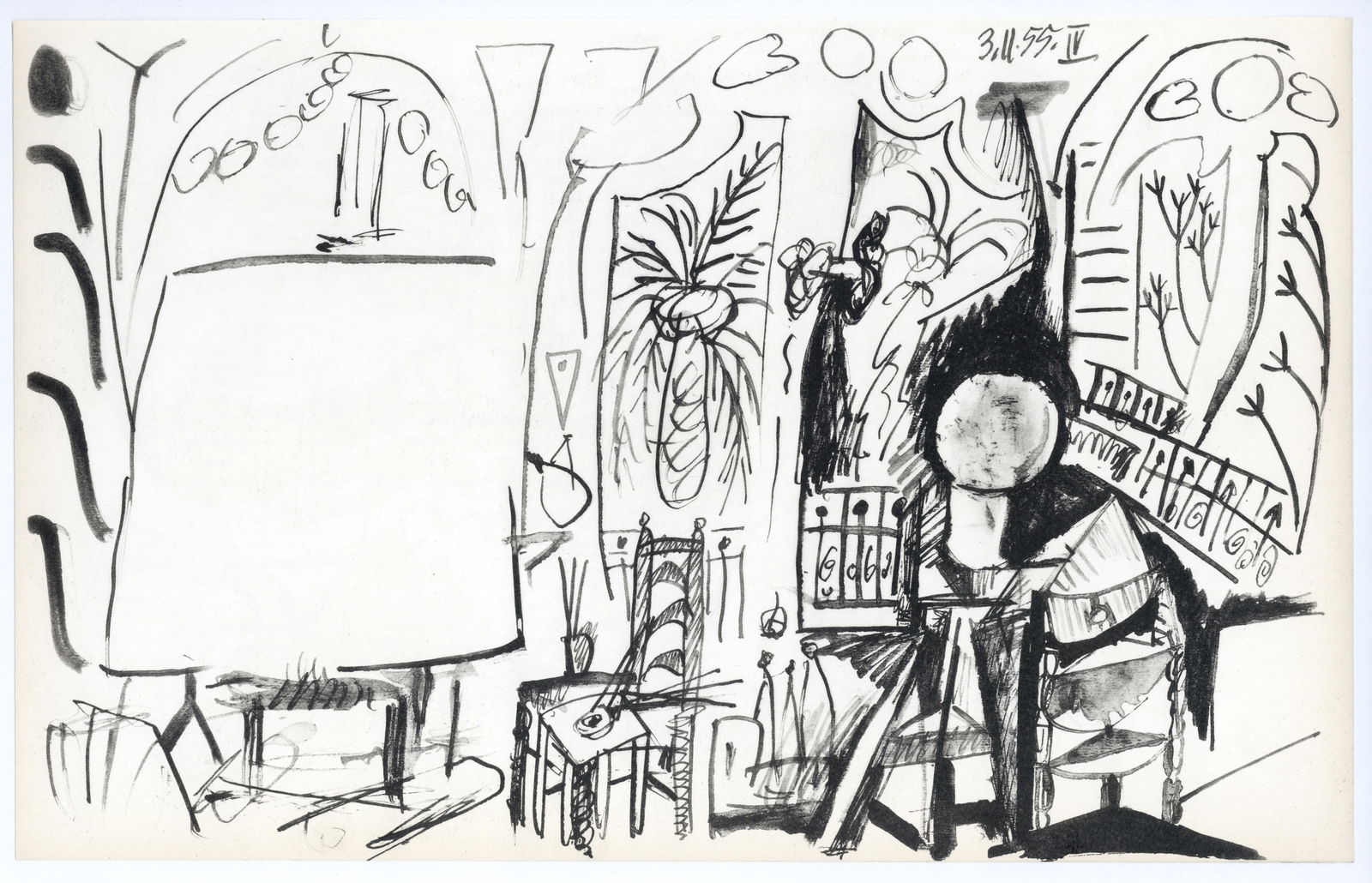 Pablo Picasso lithograph | Carnet Californie: Title: Pablo Picasso lithograph | Carnet Californie Description: Medium: lithograph (after the sketch). Executed as a sketchbook drawing during the middle 1950's and subsequently made available by Pic