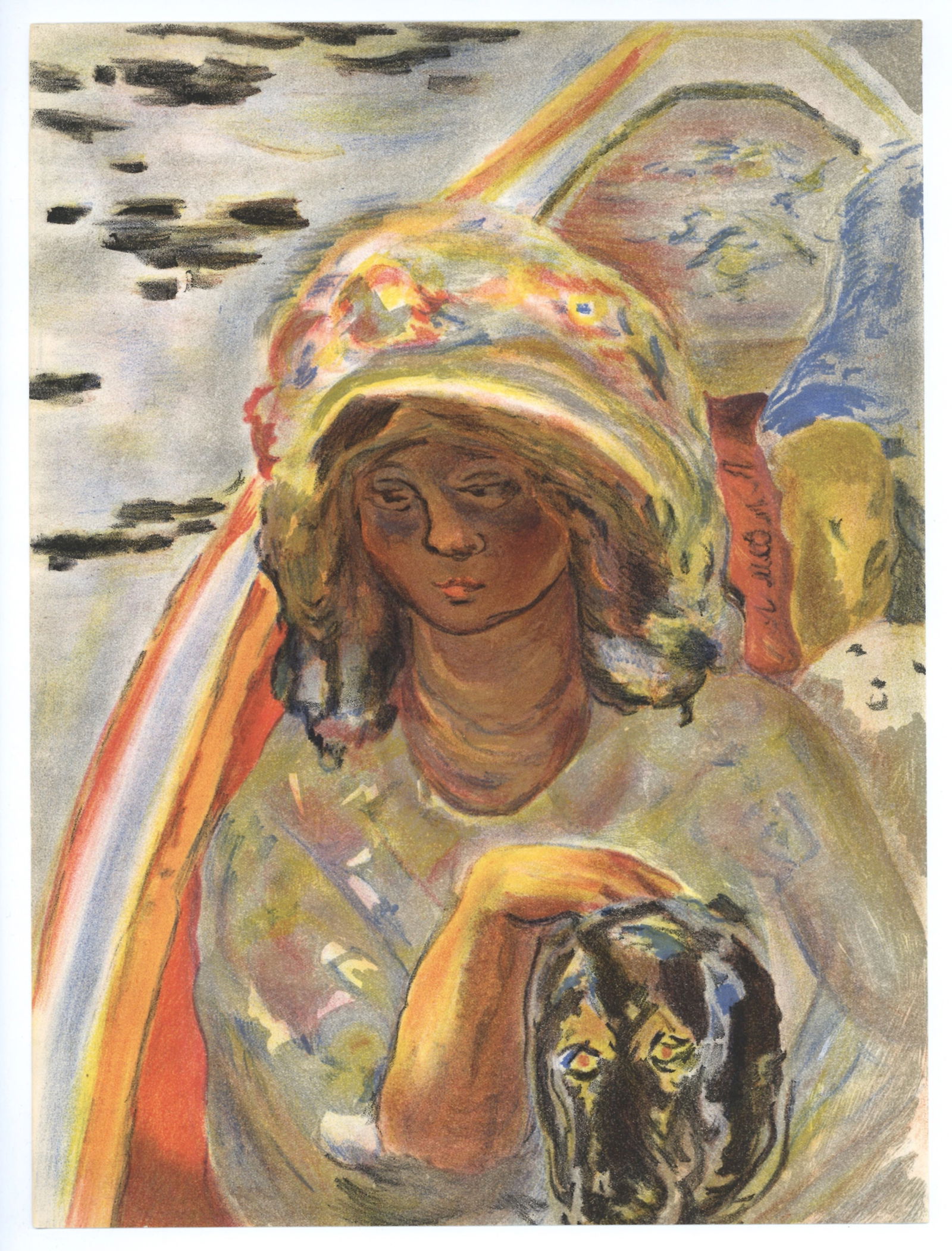 Pierre Bonnard "Jeune fille dans une barque" lithograph: Title: Pierre Bonnard "Jeune fille dans une barque" lithograph Description: Medium: lithograph (after the watercolor). Printed in 1939 at the Mourlot Frères atelier for the art revue Verve and