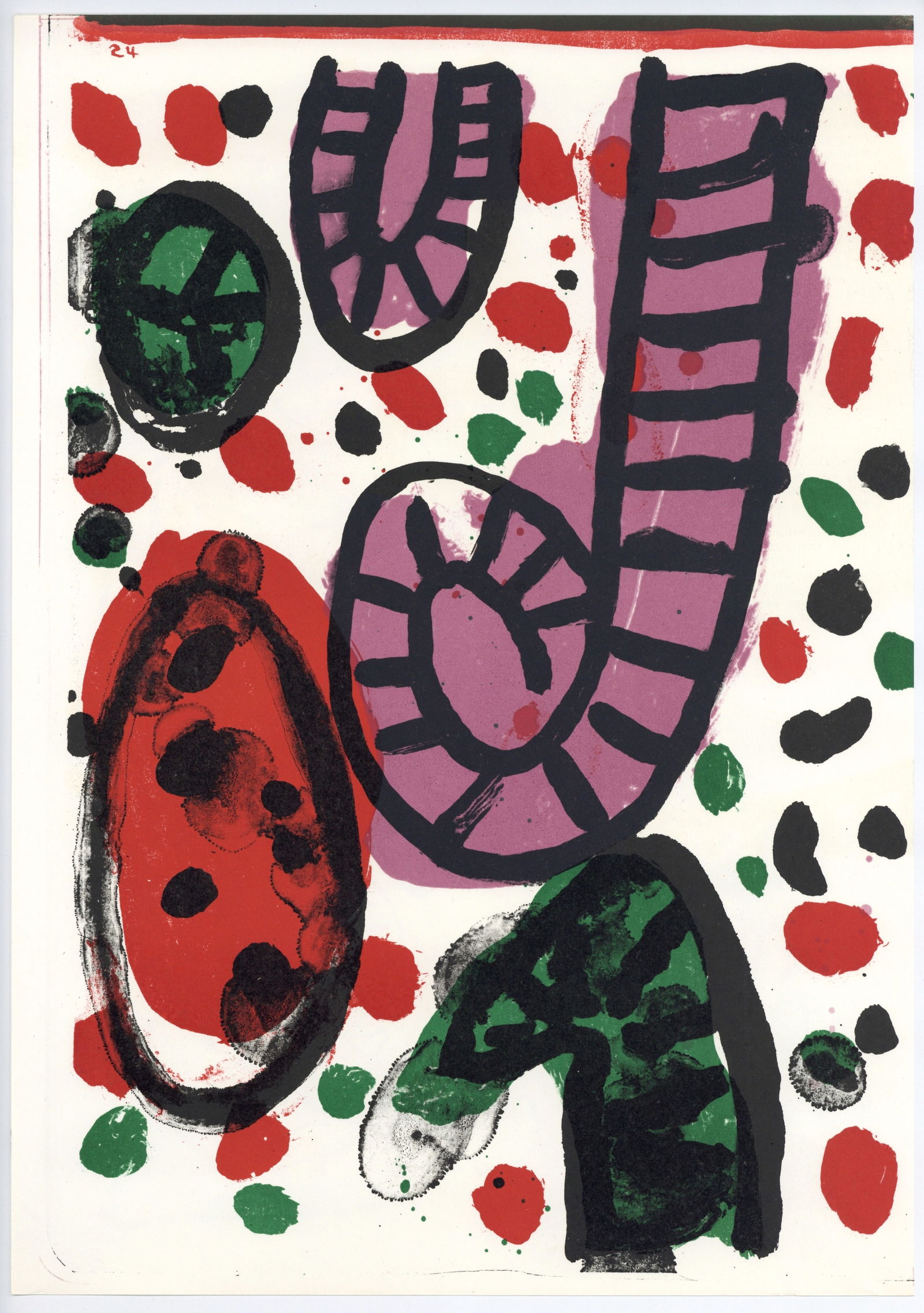 Alan Davie original lithograph: Title: Alan Davie original lithograph Description: Medium: original lithograph. Printed in 1964 and published by Eberhard Kornfeld for the 1 Cent Life portfolio in an edition of 2000. Size: 16 x 11