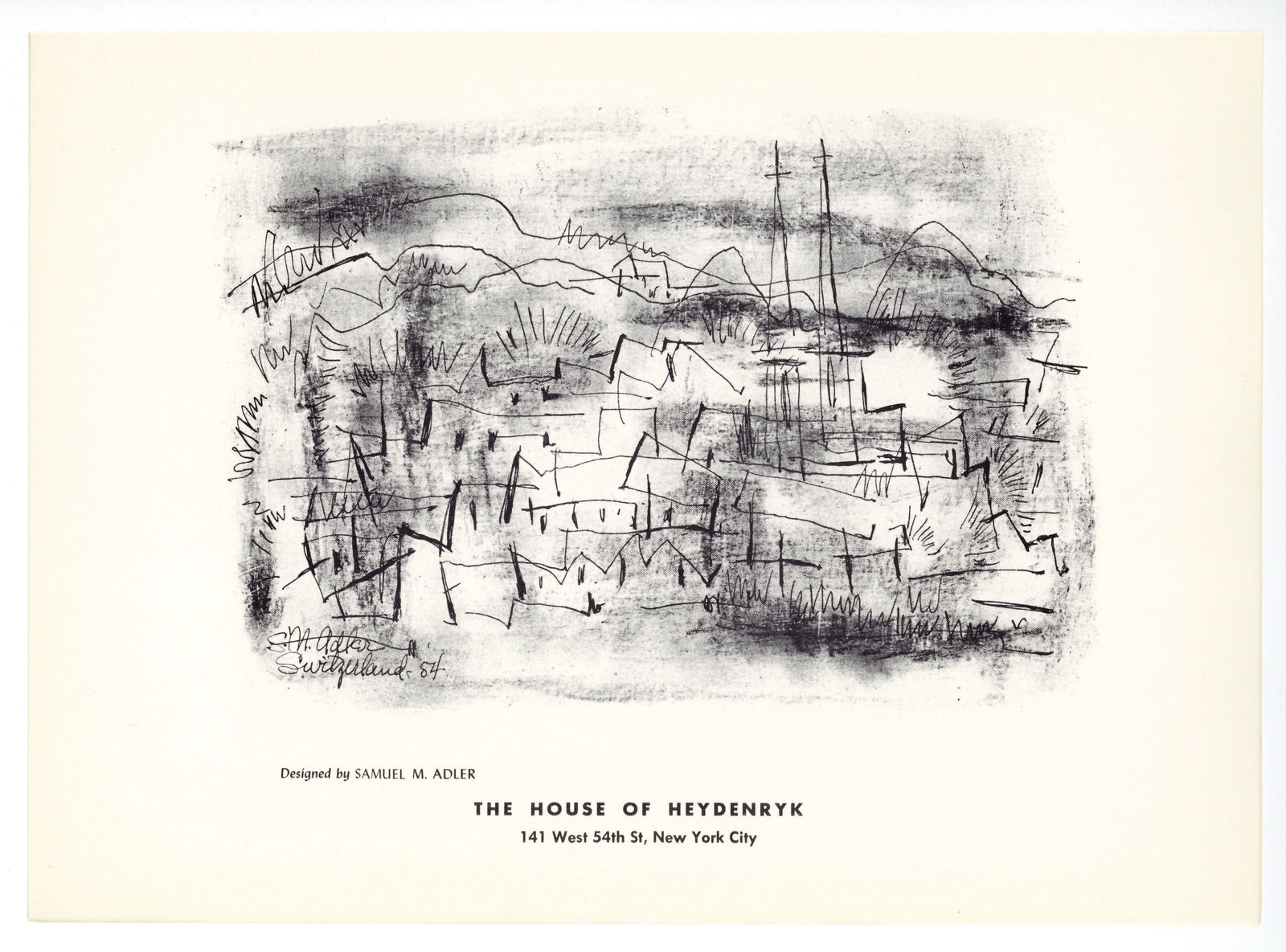 Samuel M. Adler original lithograph: Title: Samuel M. Adler original lithograph Description: Medium: original lithograph. This lithograph was printed in 1955 for the "Improvisations" portfolio, and published by the Artists Equity