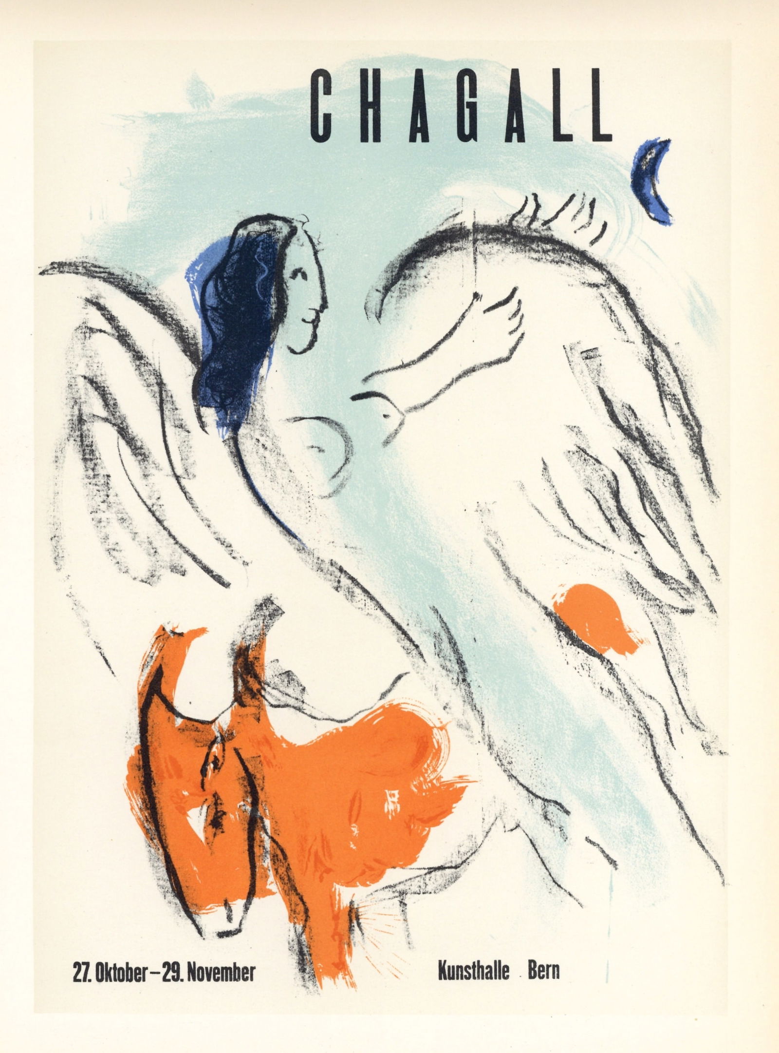 Marc Chagall lithograph poster, 1959: Title: Marc Chagall lithograph poster, 1959 Description: Medium: lithograph (after the original lithograph poster). During the late 1940's and throughout the 1950's, Marc Chagall created a series of