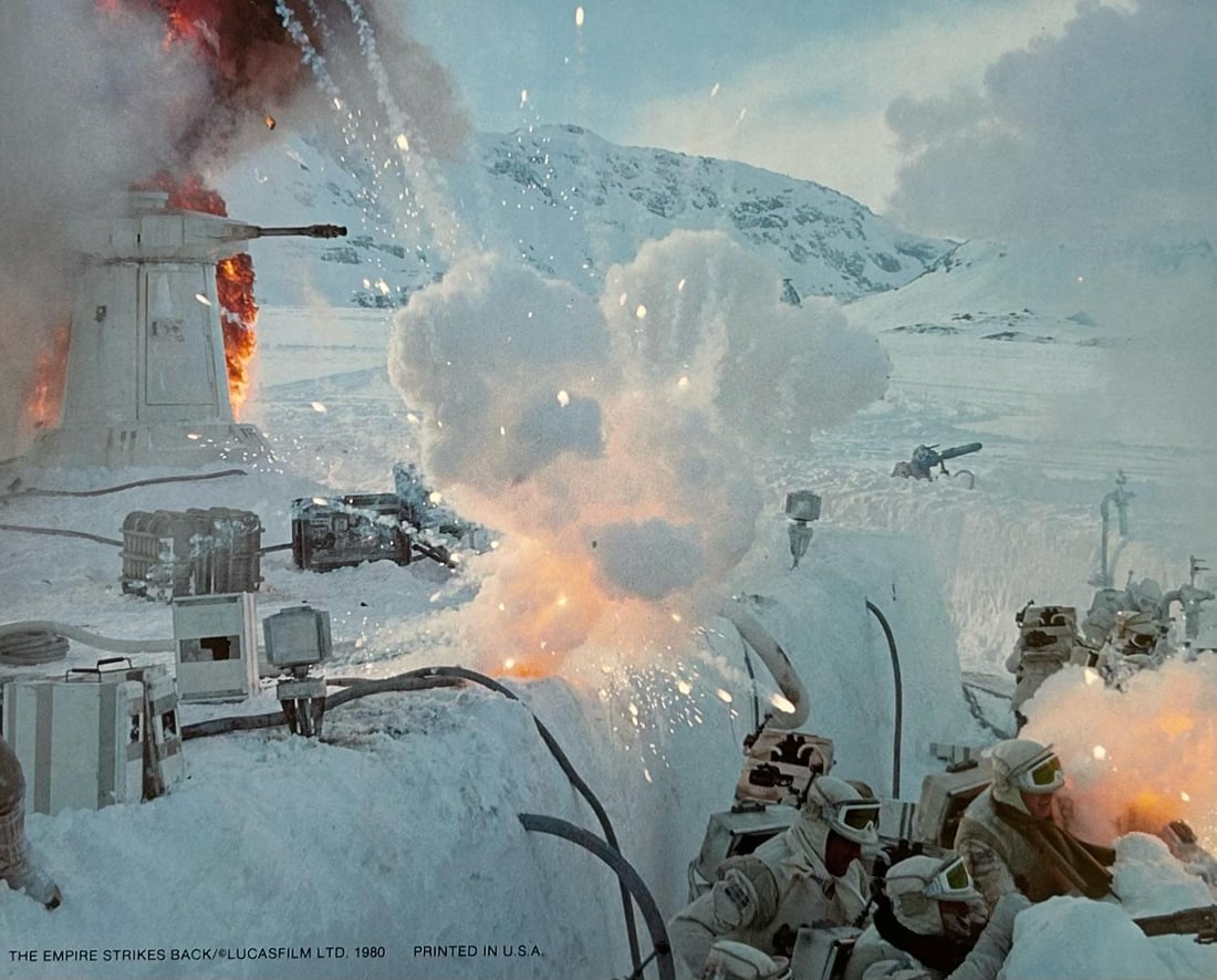 Star Wars: The Empire Strikes Back 1980 Vintage Battle of Hoth Lobby Card: 1980: Title: Star Wars: The Empire Strikes Back 1980 Vintage Battle of Hoth Lobby Card: 1980 Description: Star Wars: The Empire Strikes Back 1980 Vintage Battle of Hoth Lobby Card Original Star Wars lobby c
